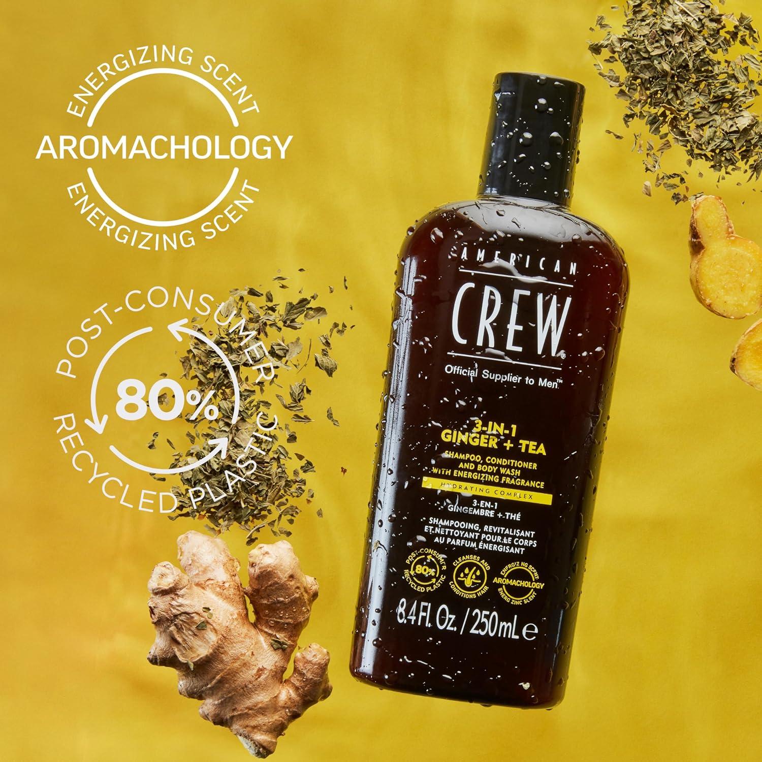 American Crew Shampoo, Conditioner & Body Wash for Men, 3-in-1, 33.8 Fl Oz(Ginger + Tea)