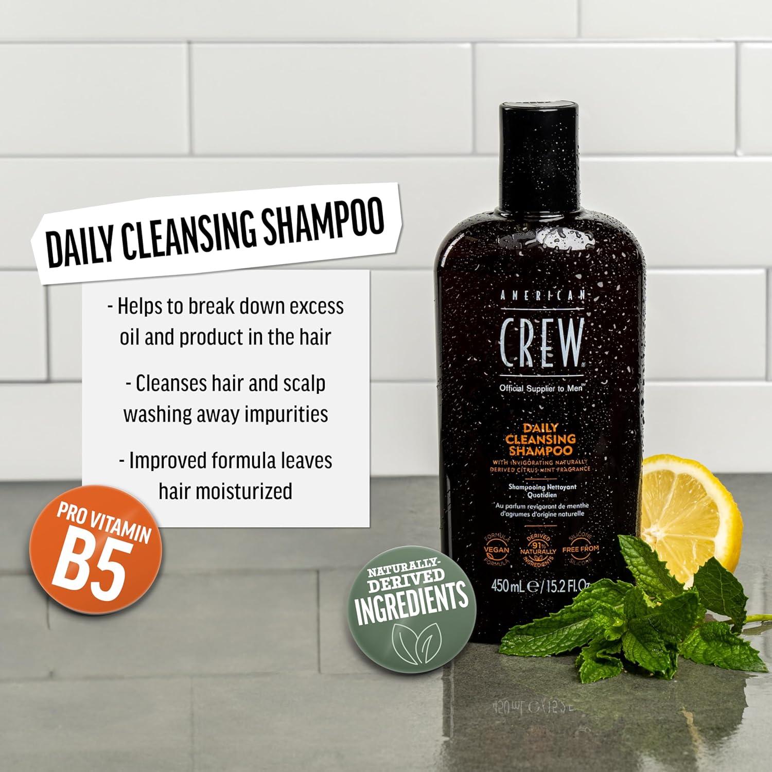 American Crew Shampoo for Men, Daily Cleanser, Naturally Derived, Vegan Formula, Citrus Mint Fragrance, 33.8 Fl Oz(8.45 Fl Oz (Pack of 1))
