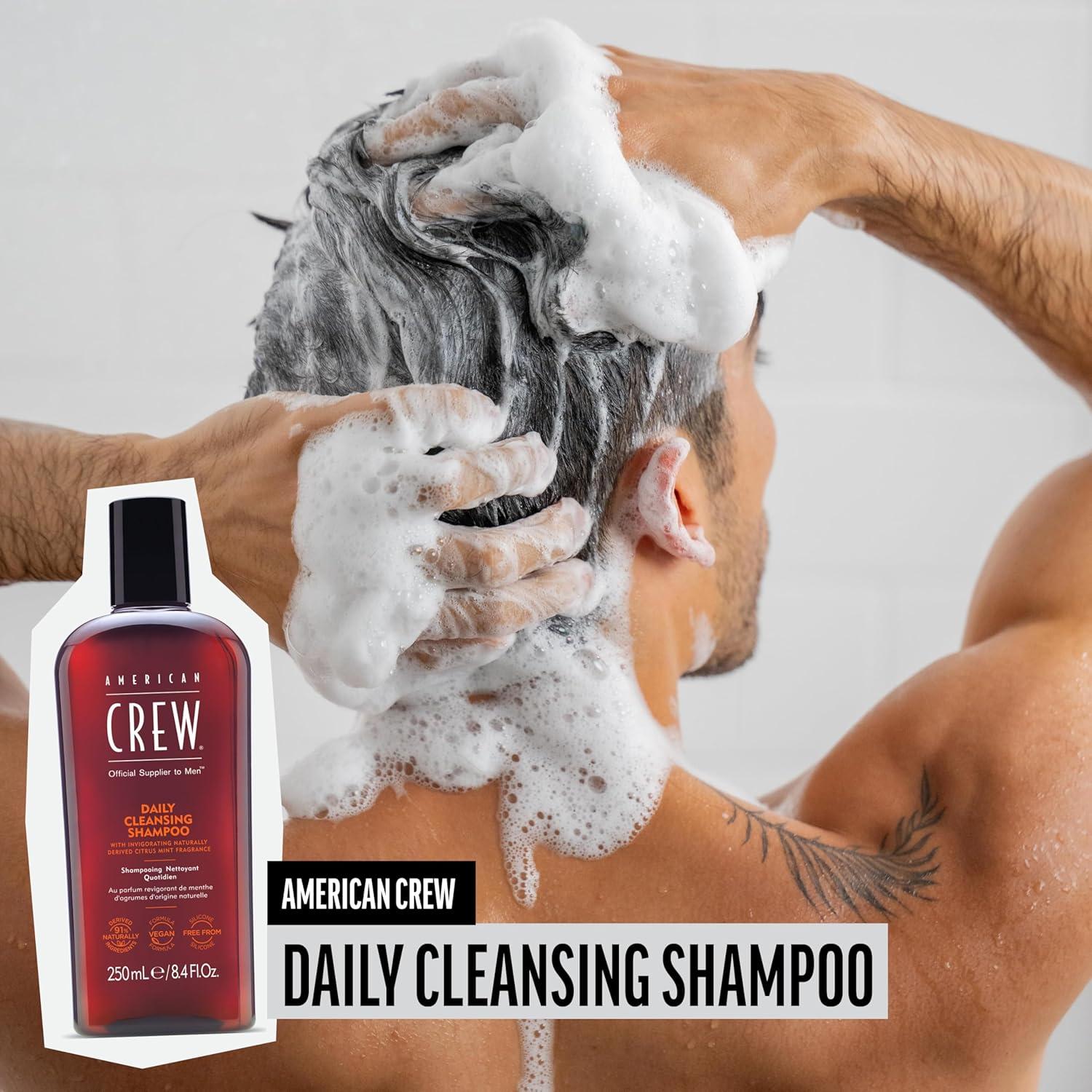 American Crew Shampoo for Men, Daily Cleanser, Naturally Derived, Vegan Formula, Citrus Mint Fragrance, 33.8 Fl Oz(8.45 Fl Oz (Pack of 1))