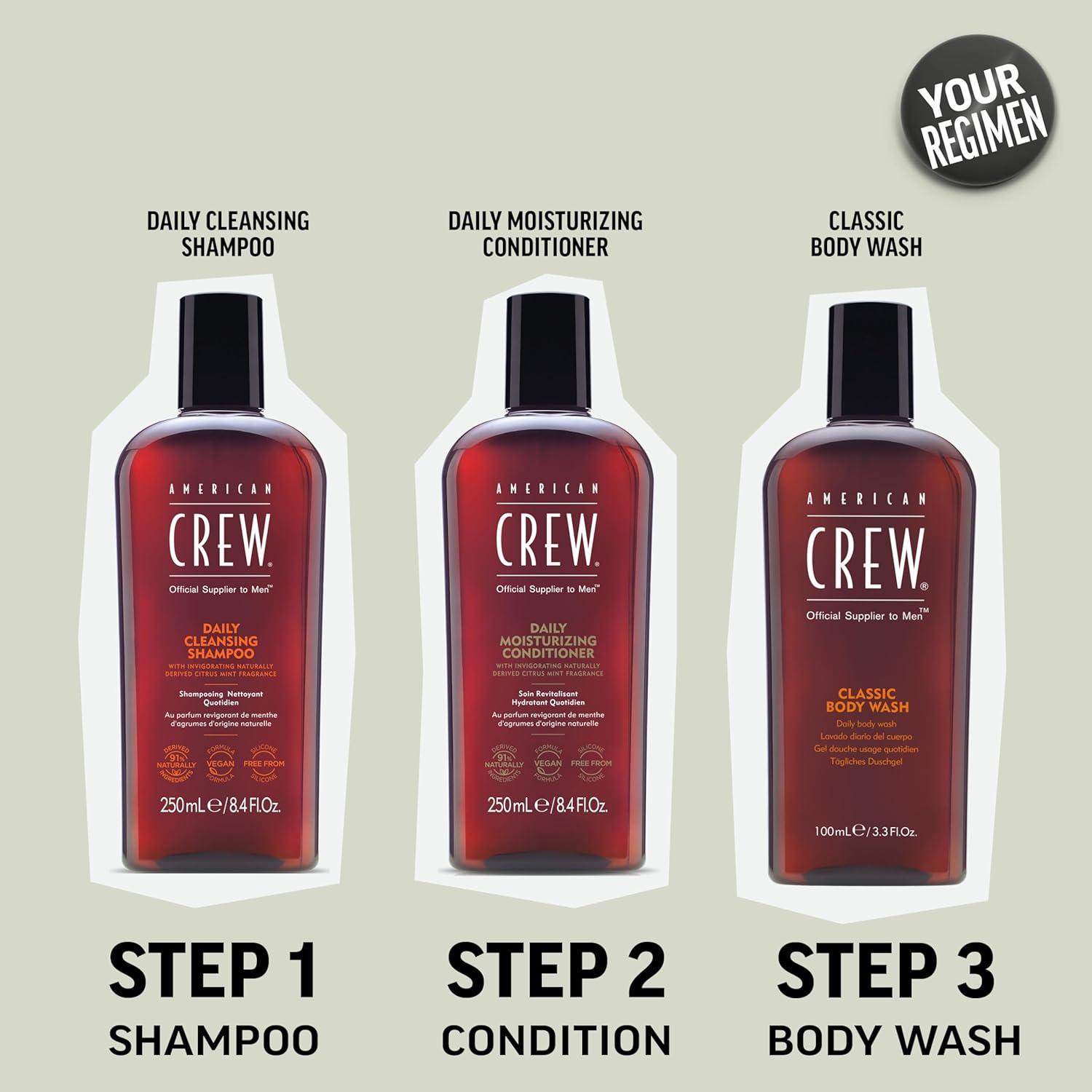 American Crew Shampoo for Men, Daily Cleanser, Naturally Derived, Vegan Formula, Citrus Mint Fragrance, 33.8 Fl Oz(8.45 Fl Oz (Pack of 1))