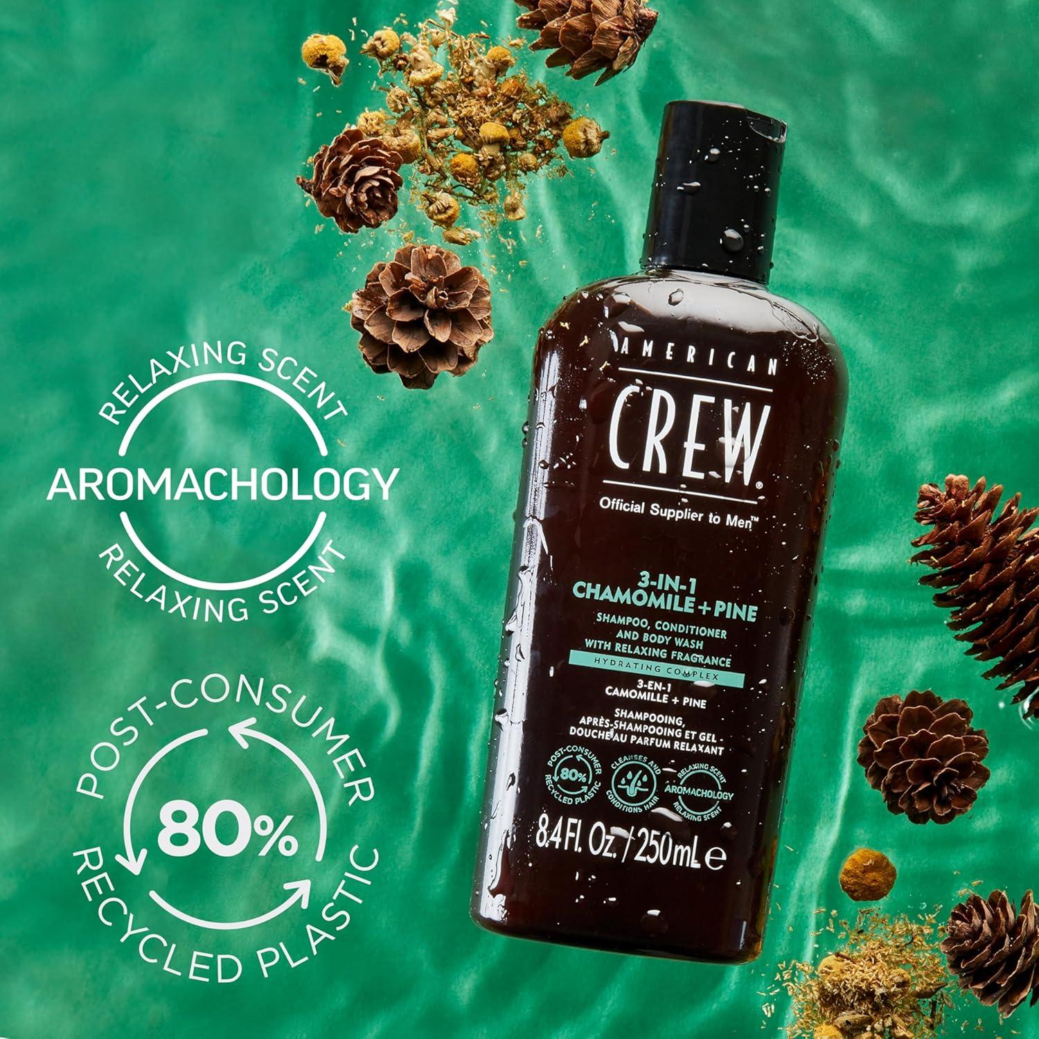 American Crew Shampoo, Conditioner & Body Wash for Men, 3-in-1, 33.8 Fl Oz(Chamomile + Pine)