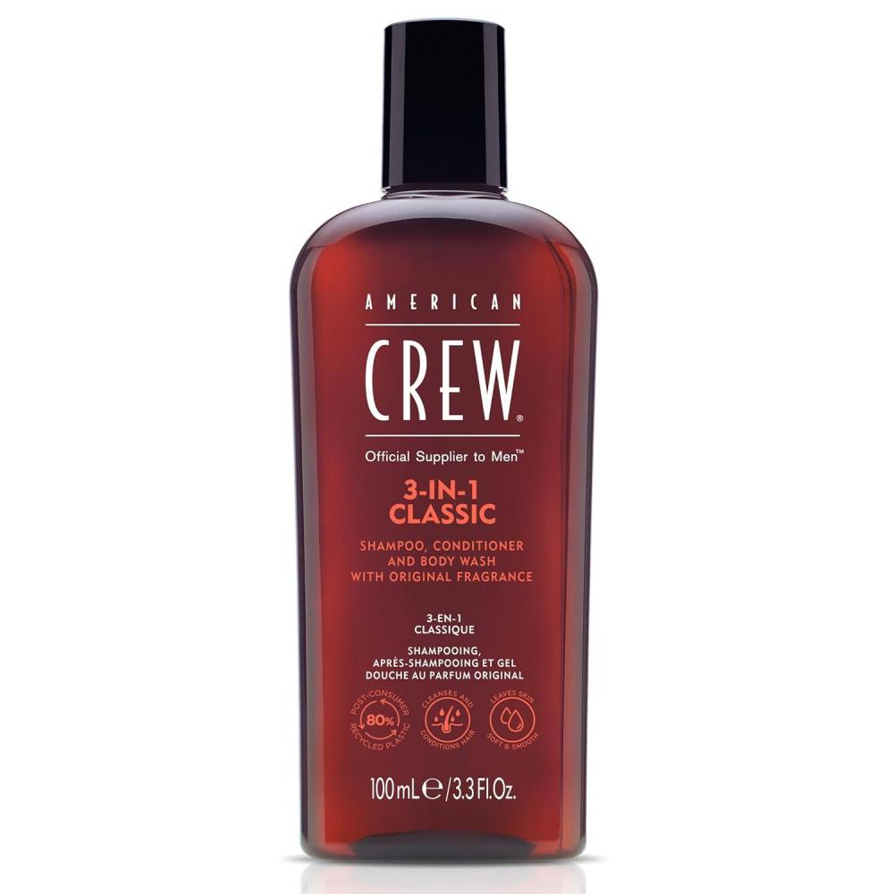 American Crew Shampoo, Conditioner & Body Wash for Men, 3-in-1, 33.8 Fl Oz(Classic)