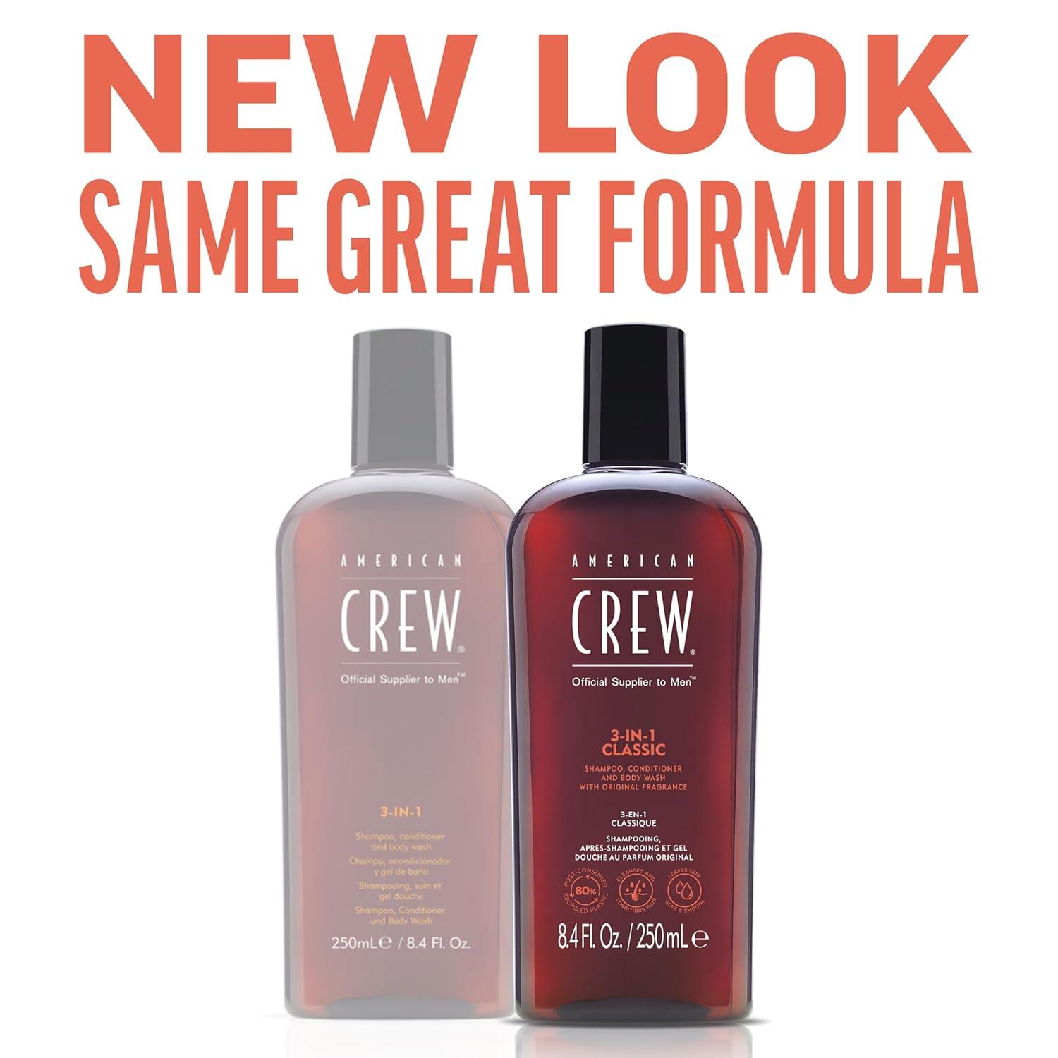 American Crew Shampoo, Conditioner & Body Wash for Men, 3-in-1, 33.8 Fl Oz(Classic)