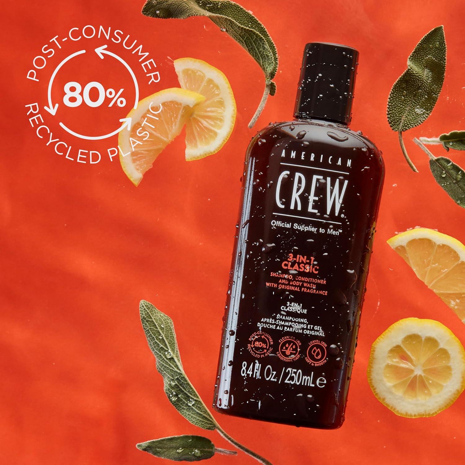 American Crew Shampoo, Conditioner & Body Wash for Men, 3-in-1, 33.8 Fl Oz(Classic)