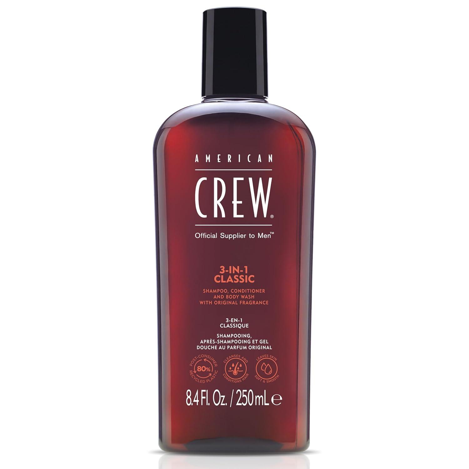 American Crew Shampoo, Conditioner & Body Wash for Men, 3-in-1, 33.8 Fl Oz(Classic)