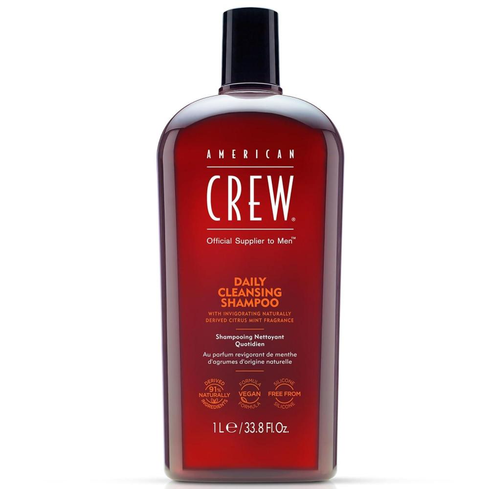 American Crew Shampoo for Men, Daily Cleanser, Naturally Derived, Vegan Formula, Citrus Mint Fragrance, 33.8 Fl Oz(33.8 Fl Oz (Pack of 1))