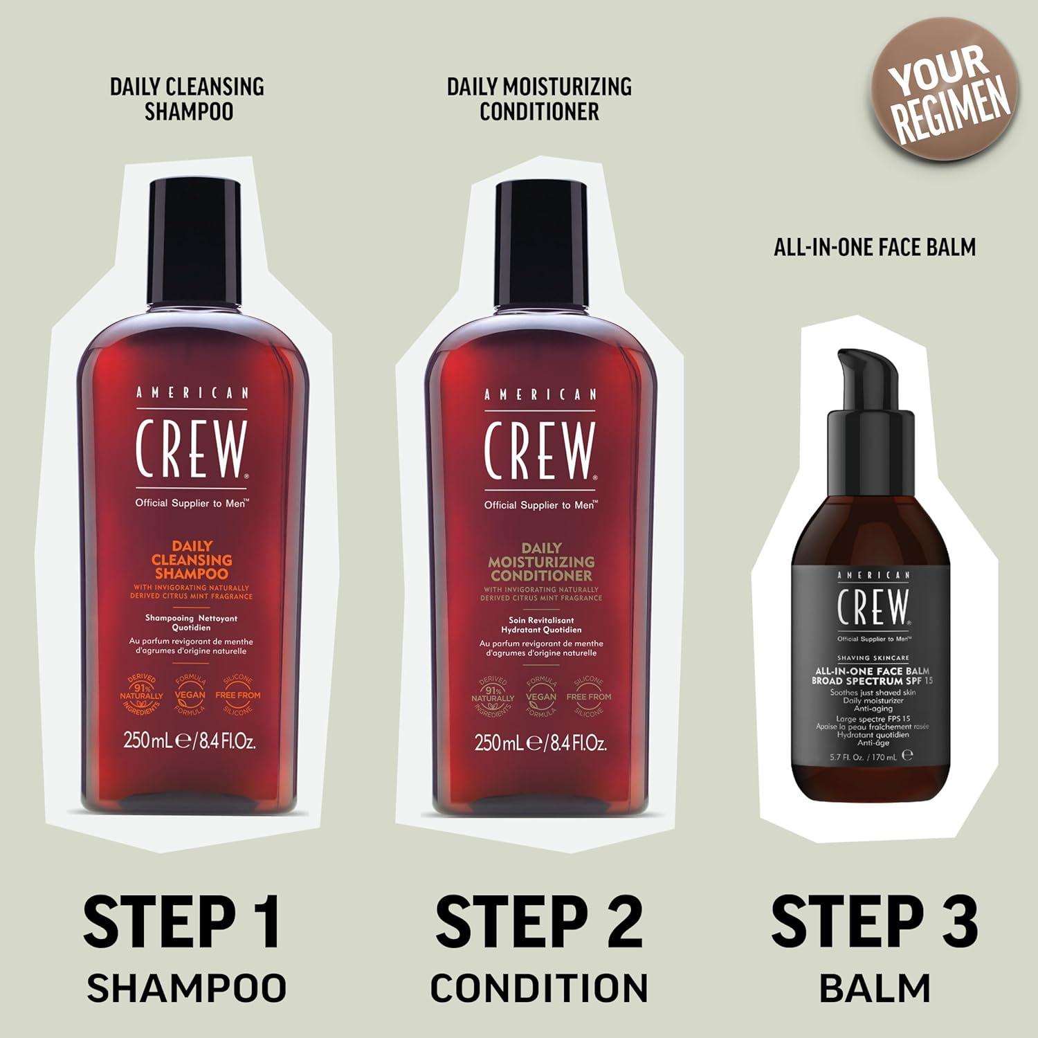 American Crew Shampoo for Men, Daily Cleanser, Naturally Derived, Vegan Formula, Citrus Mint Fragrance, 33.8 Fl Oz(33.8 Fl Oz (Pack of 1))