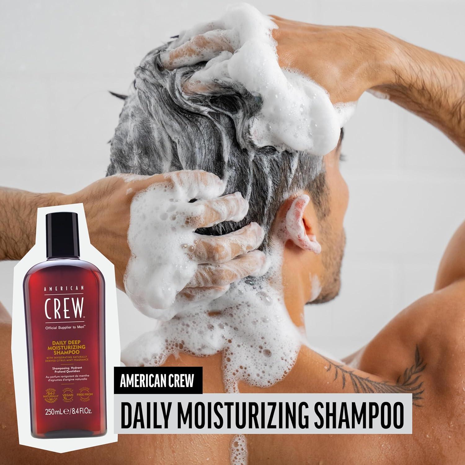 American Crew Shampoo for Men, Daily Deep Moisturizer, Naturally Derived, Vegan Formula, Citrus Mint Fragrance, 33.8 Fl Oz(8.4 Fl Oz (Pack of 1))