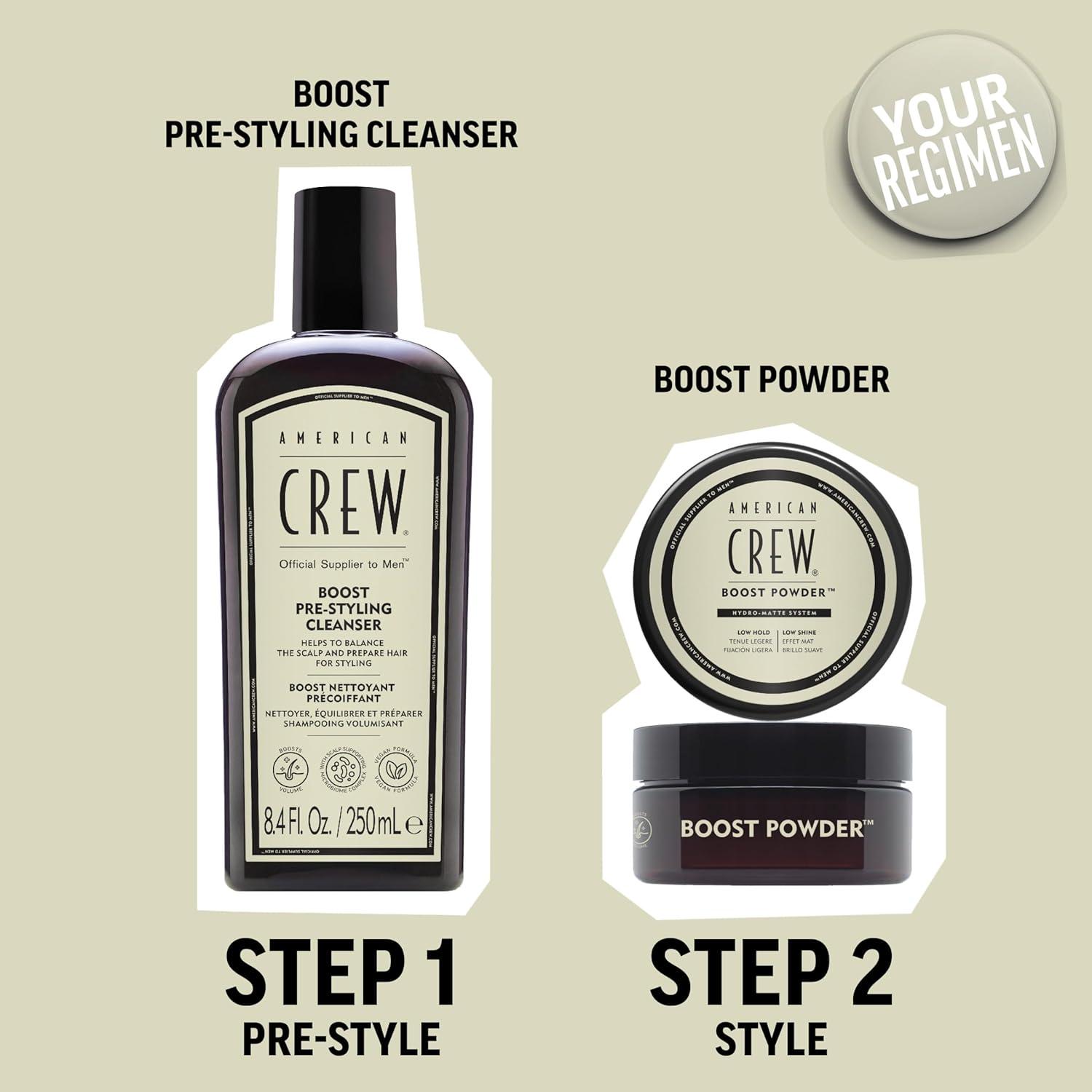 AMERICAN CREW Men’s Pre Styler Boost Shampoo for Fine & Thin Hair, Instantly Volumizing Formula, Adds Volume, Lift, & Shine, Vegan, 8.4 fl oz