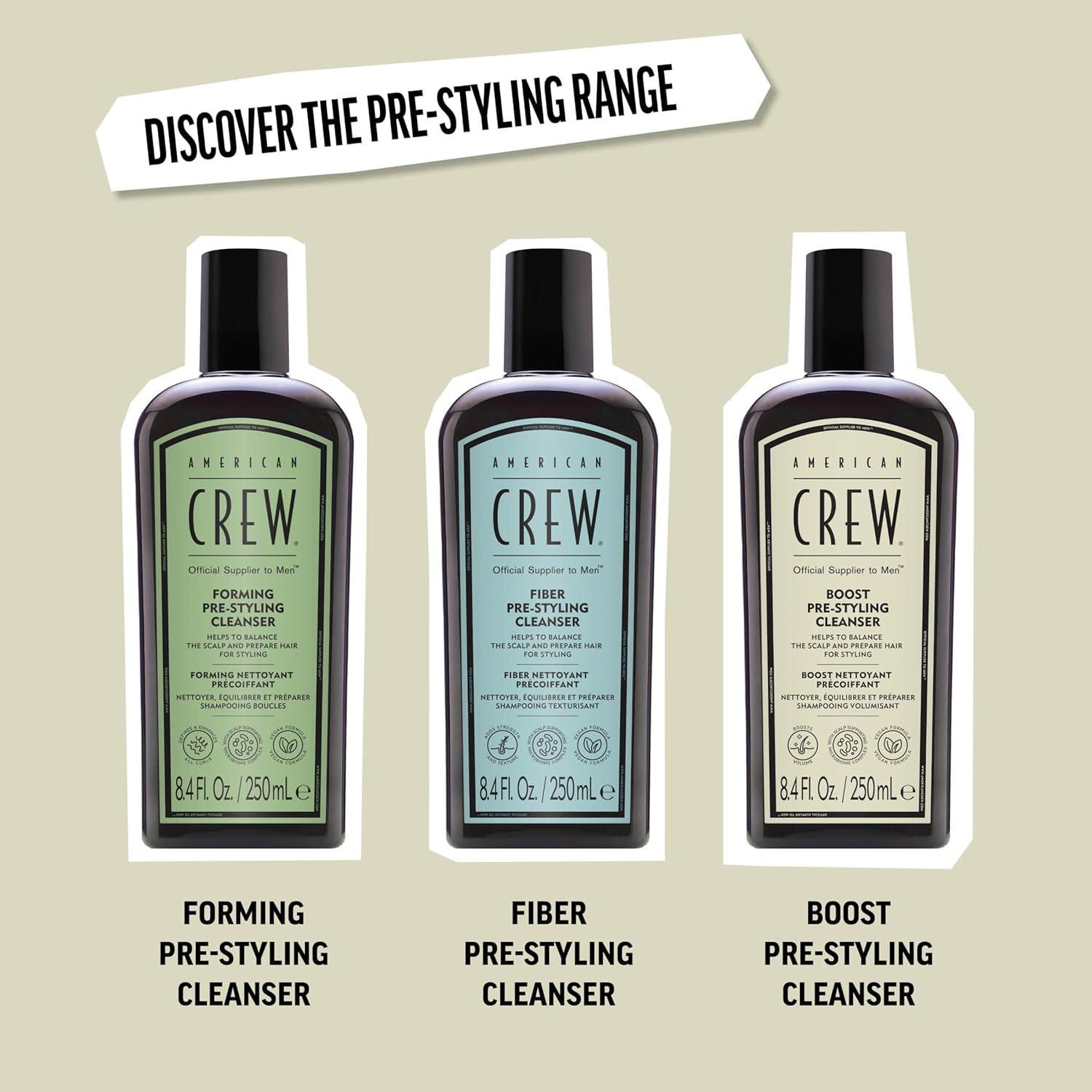 AMERICAN CREW Men’s Pre Styler Boost Shampoo for Fine & Thin Hair, Instantly Volumizing Formula, Adds Volume, Lift, & Shine, Vegan, 8.4 fl oz