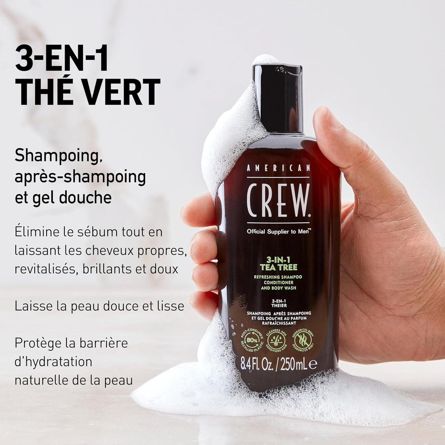 American Crew Shampoo, Conditioner & Body Wash for Men, 3-in-1, 33.8 Fl Oz(Tea Tree)