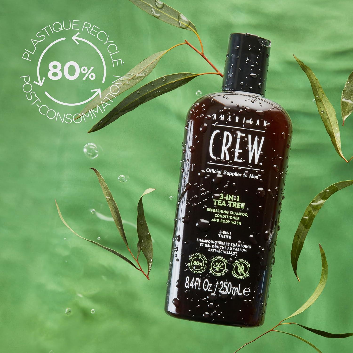 American Crew Shampoo, Conditioner & Body Wash for Men, 3-in-1, 33.8 Fl Oz(Tea Tree)