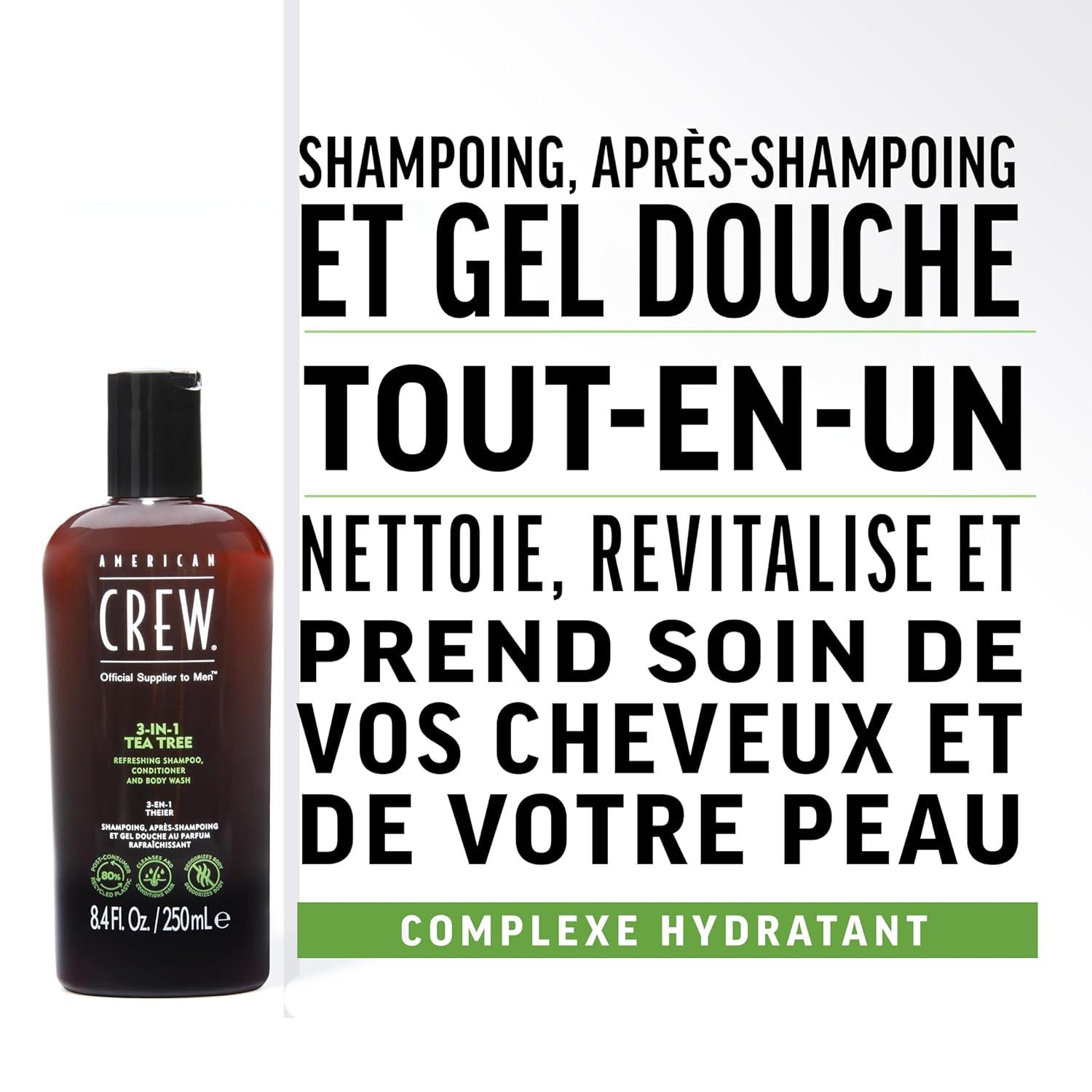 American Crew Shampoo, Conditioner & Body Wash for Men, 3-in-1, 33.8 Fl Oz(Tea Tree)