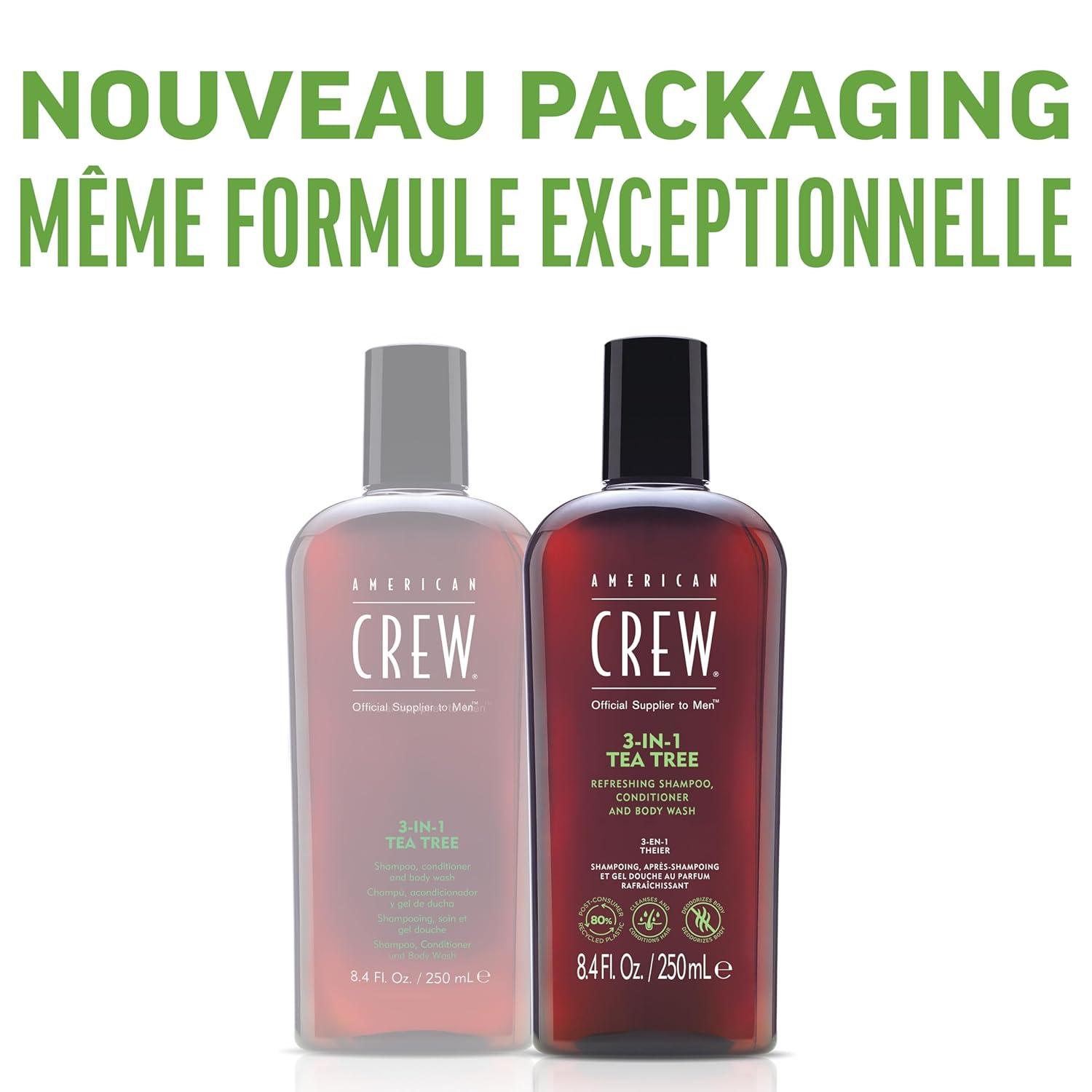 American Crew Shampoo, Conditioner & Body Wash for Men, 3-in-1, 33.8 Fl Oz(Tea Tree)