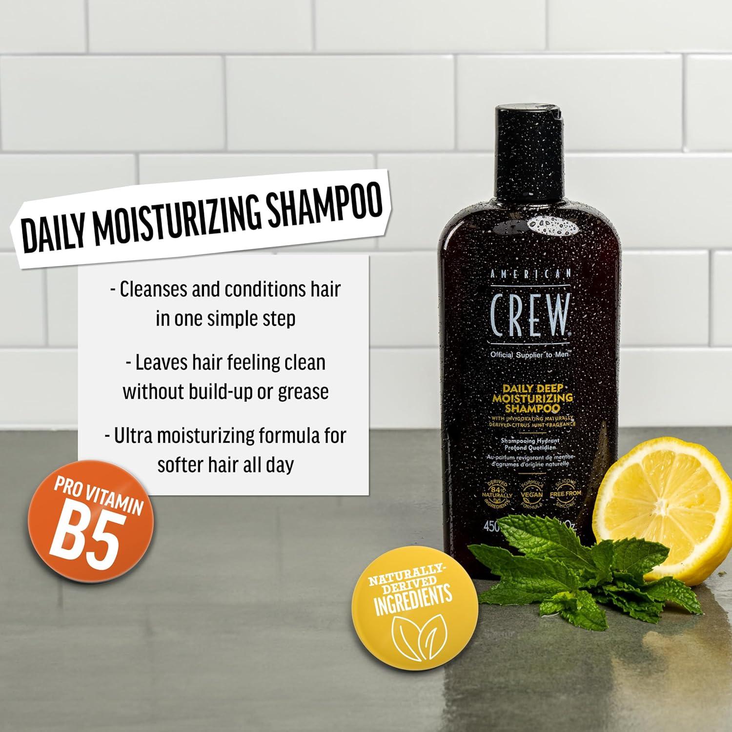 American Crew Shampoo for Men, Daily Deep Moisturizer, Naturally Derived, Vegan Formula, Citrus Mint Fragrance, 33.8 Fl Oz(33.8 Fl Oz (Pack of 2))