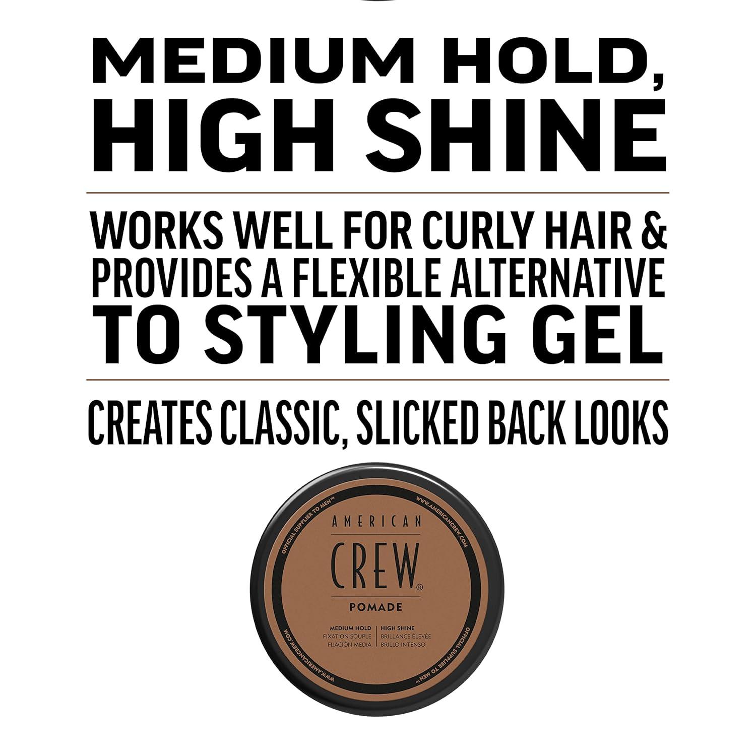 American Crew POMADE FOR HOLD AND SHINE 3 OZ for Men | Men’s, Like Styling Gel, High Shine(Unscented)