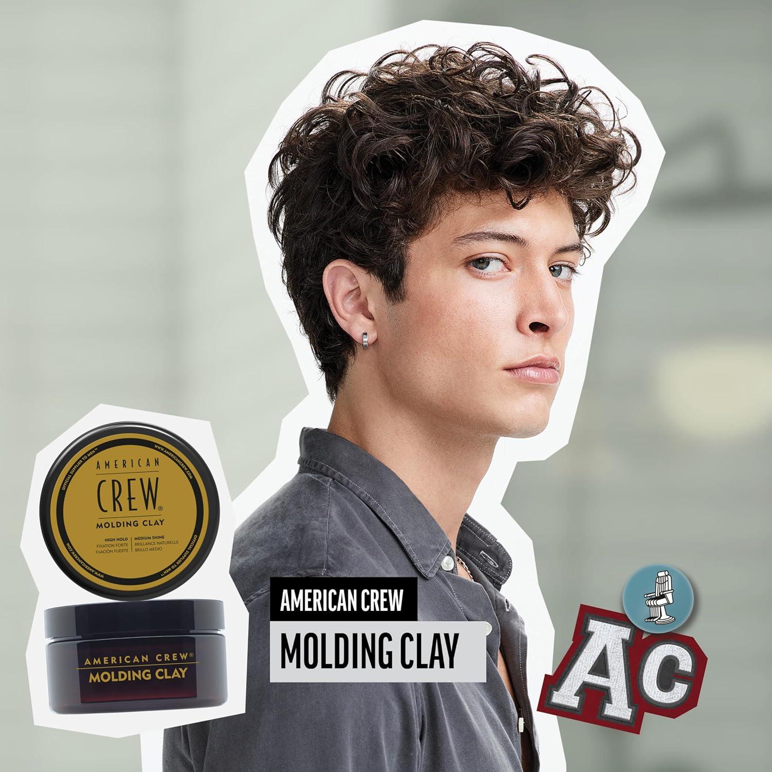 American Crew Men’s Hair Molding Clay, Like Styling Gel with Strong Hold & Medium Shine, 3 oz