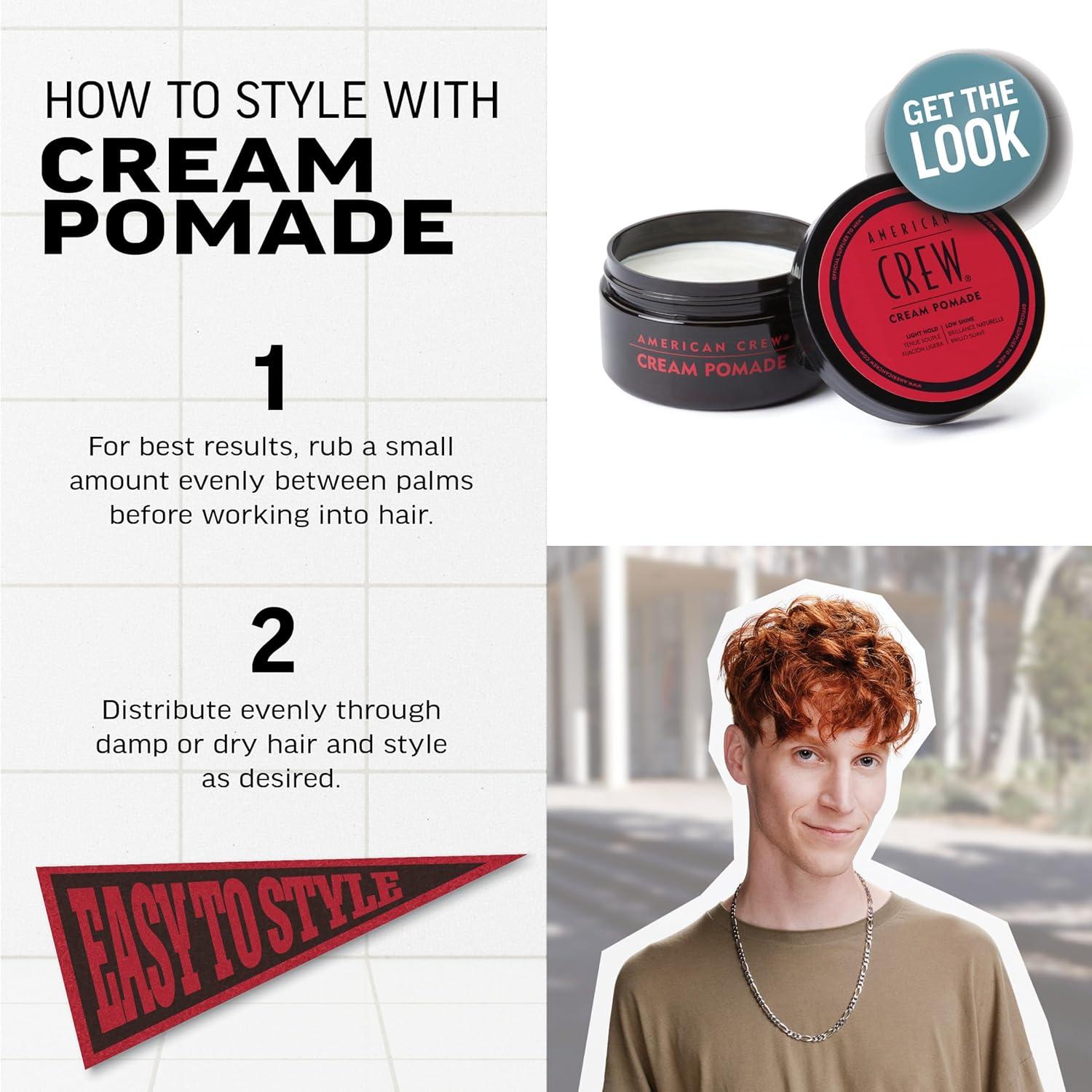 American Crew Men’s Hair Cream Pomade, Like Styling Gel with Light Hold & Low Shine, 3 oz(Natural)