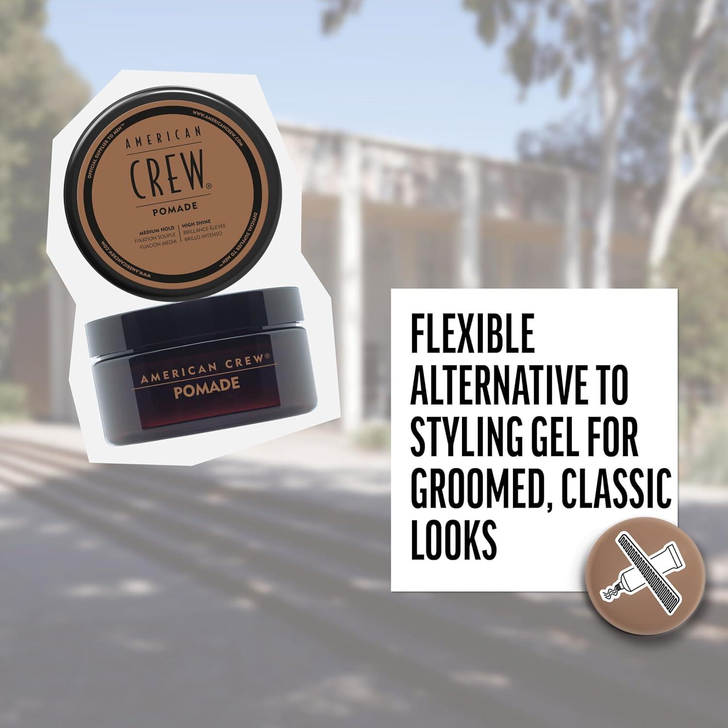 American Crew POMADE FOR HOLD AND SHINE 3 OZ for Men | Men’s, Like Styling Gel, High Shine(Scented)