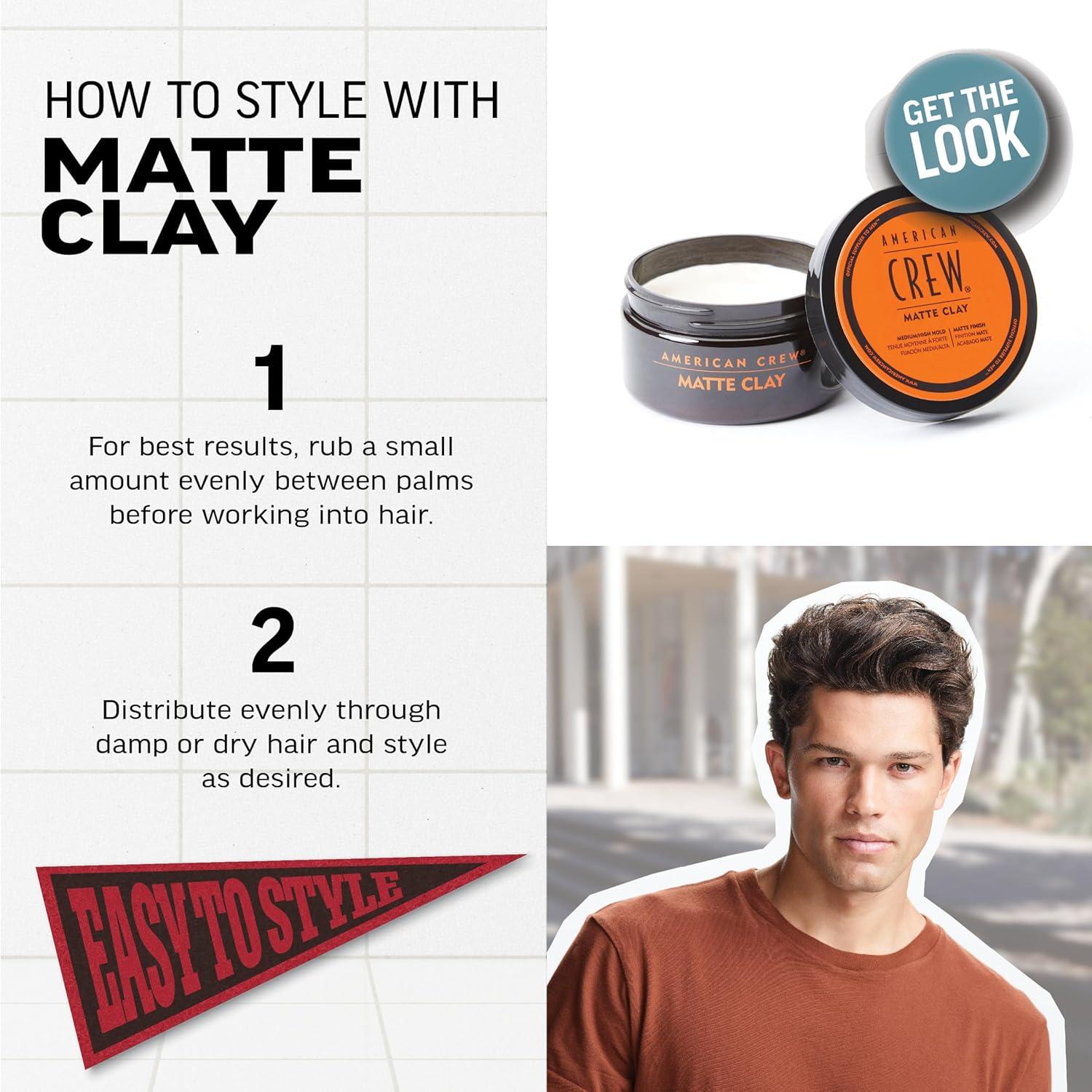 American Crew Men’s Hair Matte Clay, Like Hair Gel with Medium/High Hold, 3 oz(3 Ounce (Pack of 1))