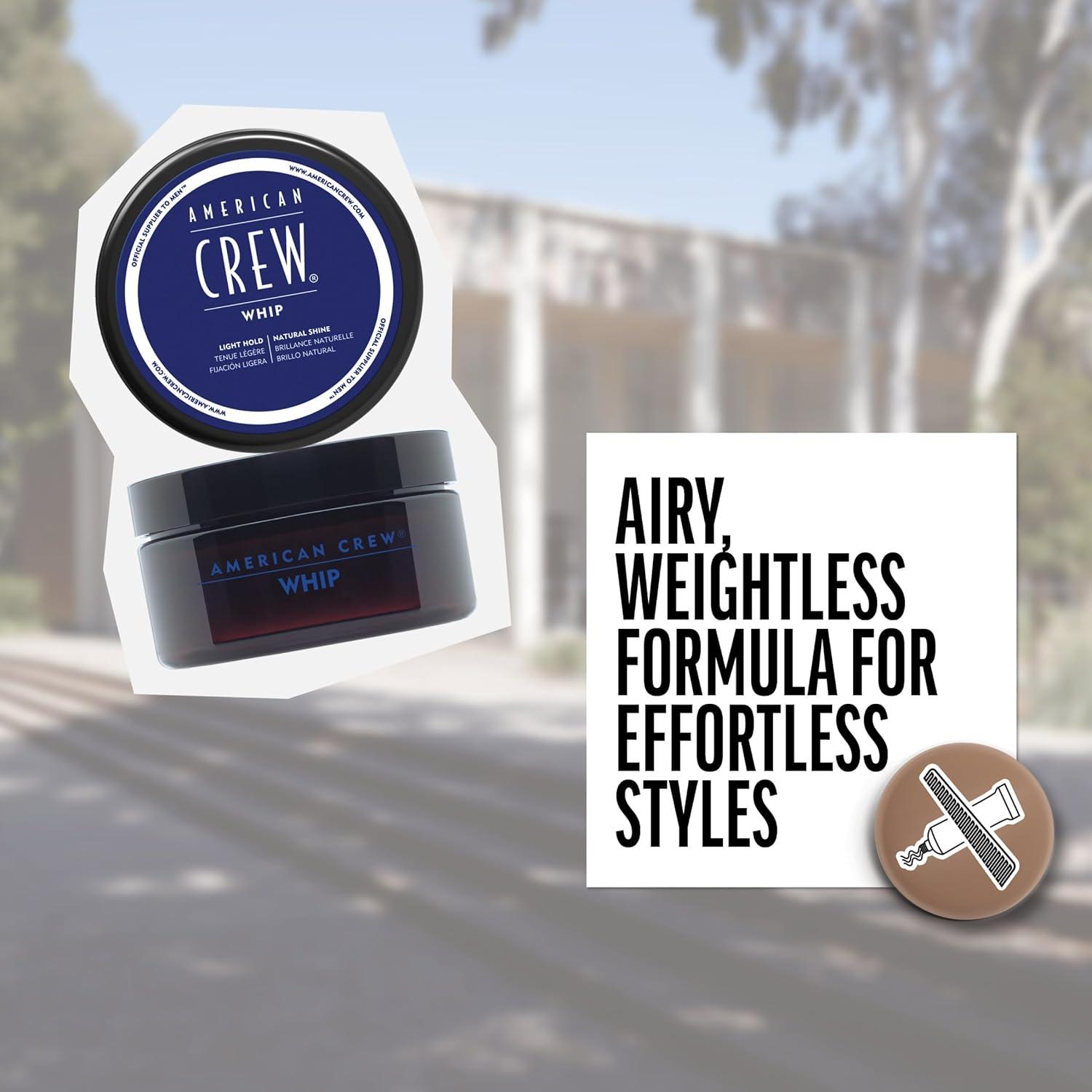 American Crew Men’s Whip Styling Cream, Like Hair Gel with Light Hold & Natural Shine, 3 oz(Natural)