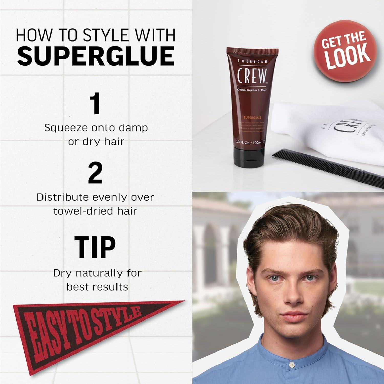 American Crew Men’s Hair Gel, Extreme Hold & Shine, 3.3 Fl Oz