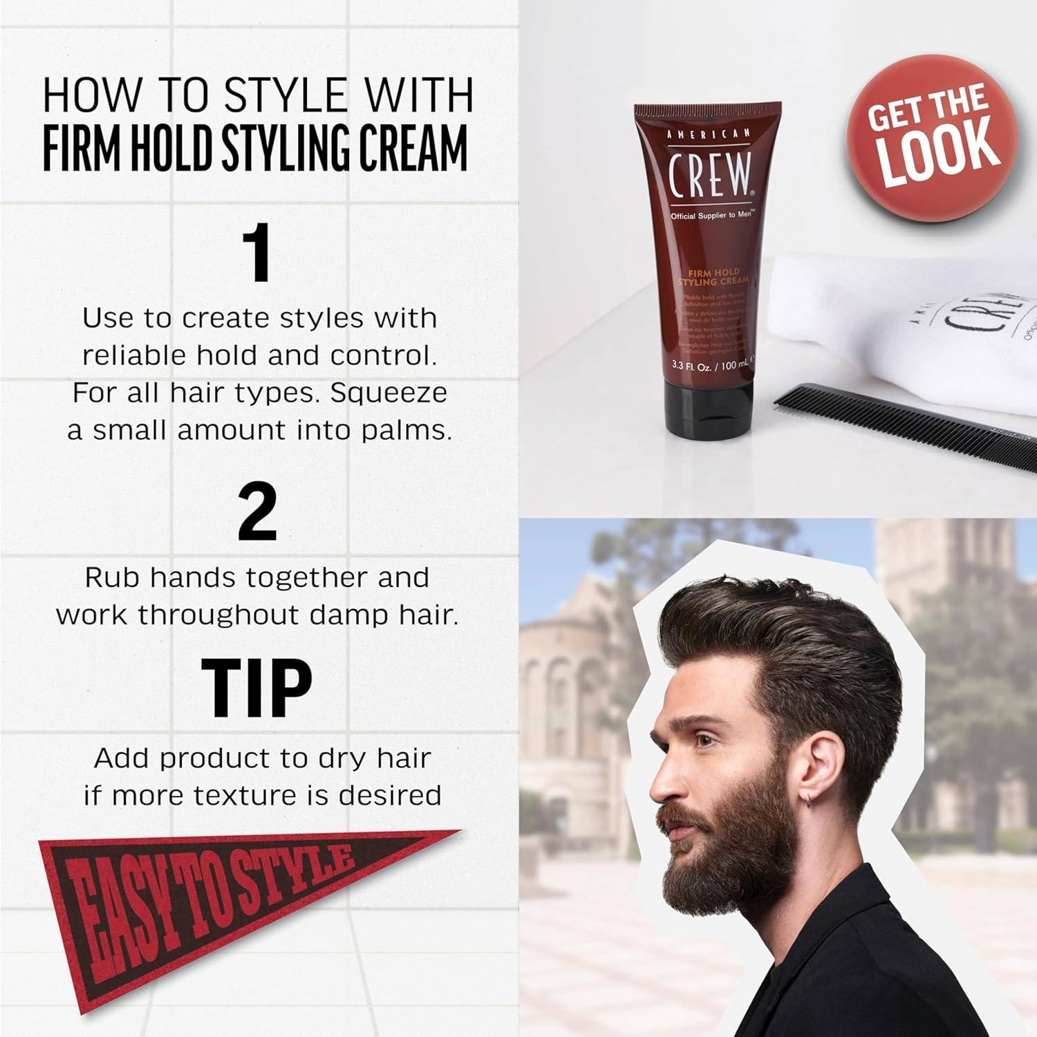 American Crew Men’s Hair Styling Cream, Like Gel with Firm Hold and Low Shine, 3.3 Fl Oz