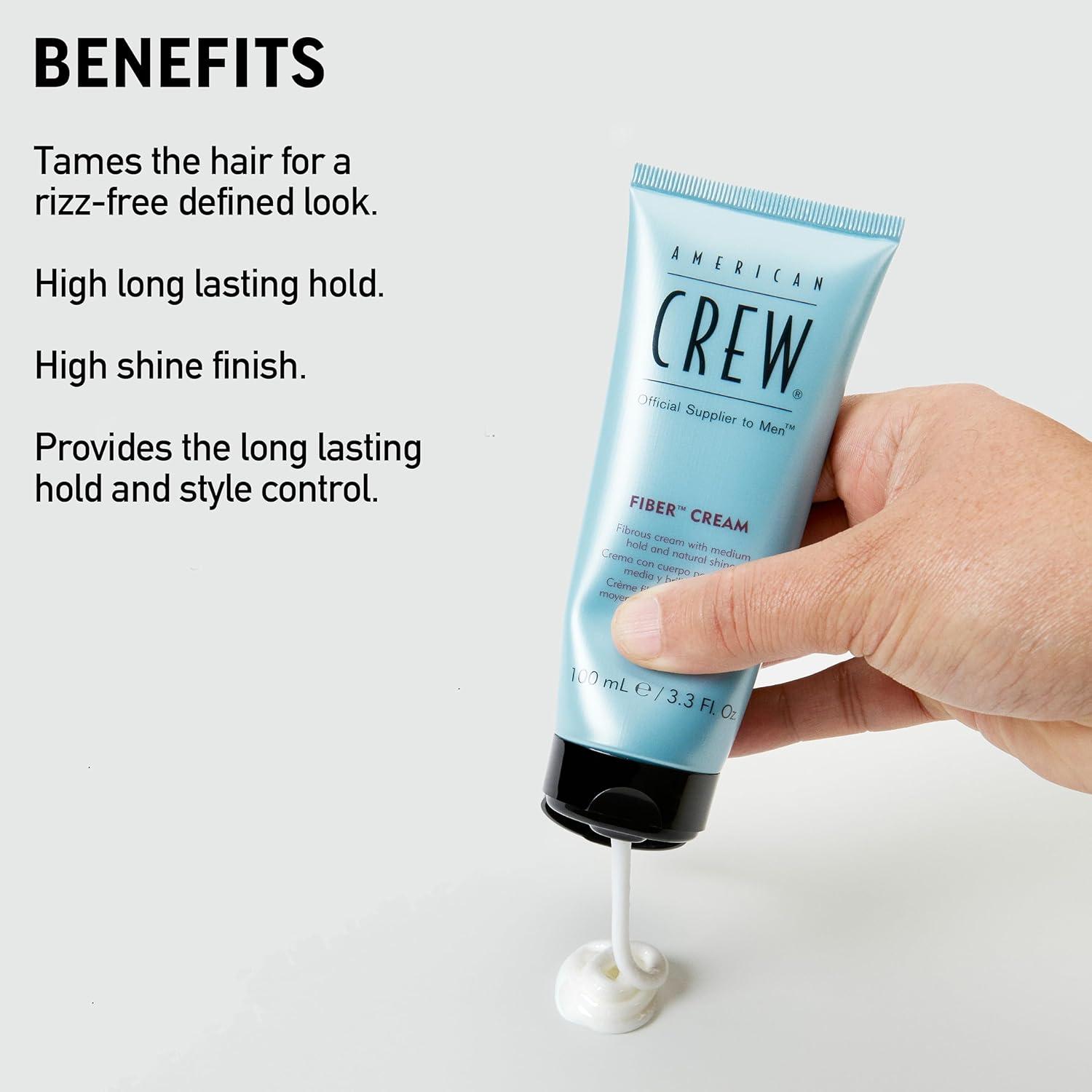 American Crew Men’s Fiber Cream, Like Hair Gel with Medium Hold & Natural Shine, 3.3 Fl Oz(Fiber Cream)