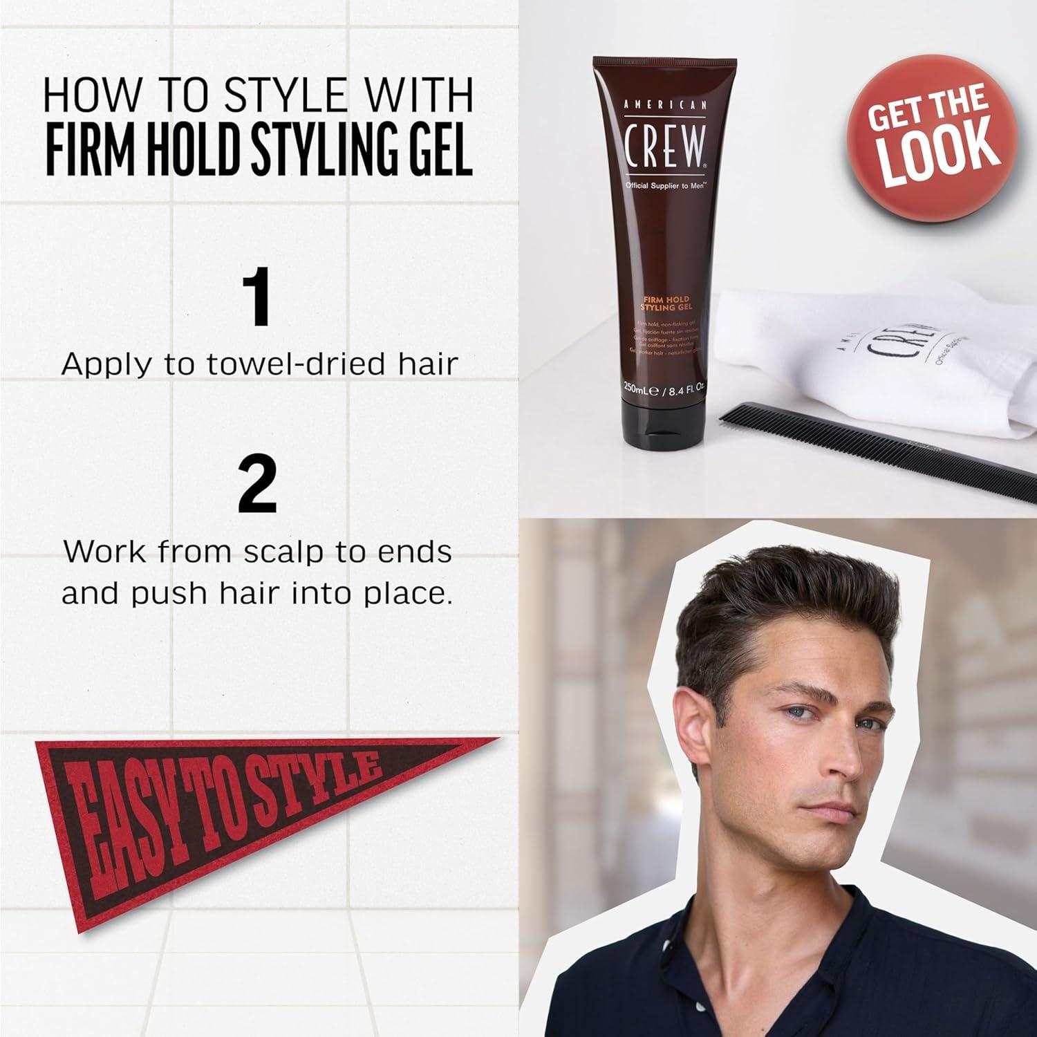 American Crew Men’s Hair Styling Gel, Firm Hold, Non-Flaking, 3.3 fl oz(33.8 Fl Oz (Pack of 1))