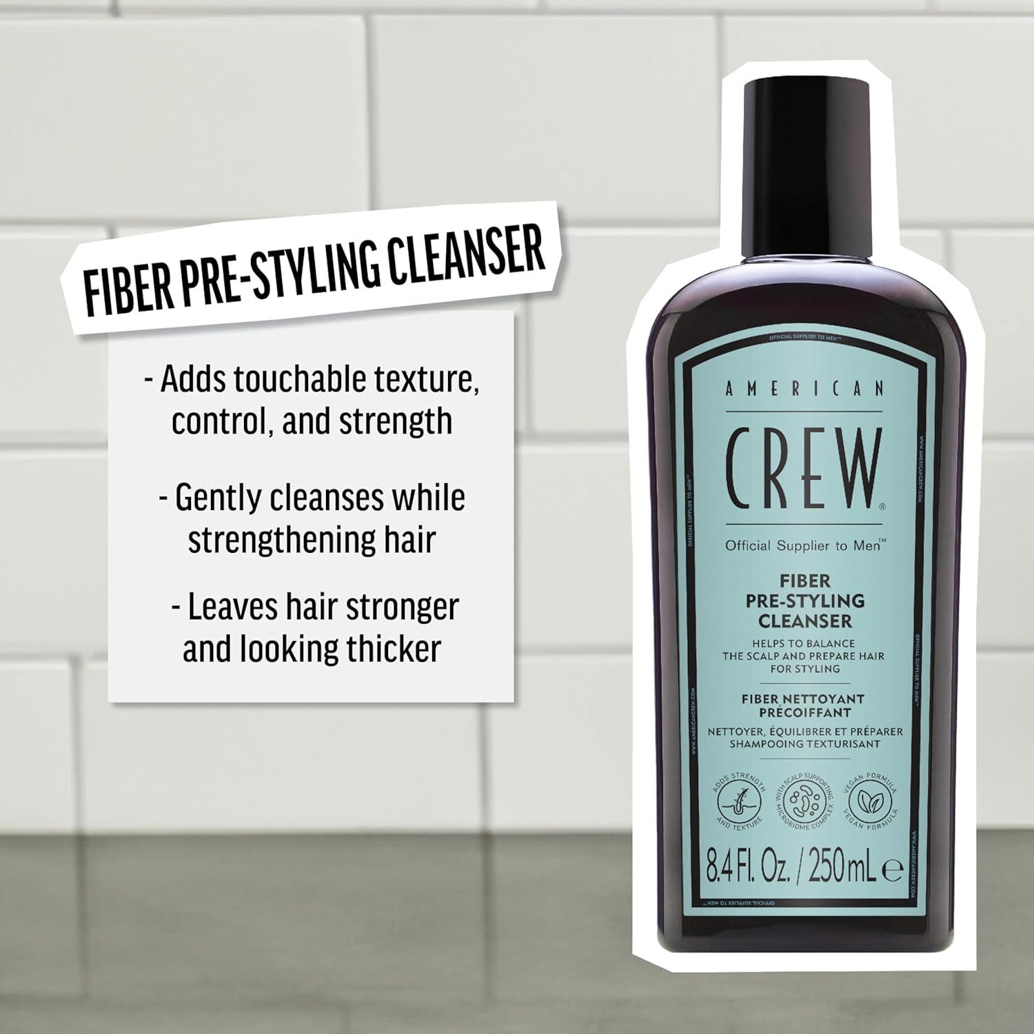 AMERICAN CREW Men’s Pre-Styler Fiber Shampoo for Damaged & Fine Hair, Strengthening Shampoo, Adds Thickness & Shine, Vegan, 8.4 fl oz