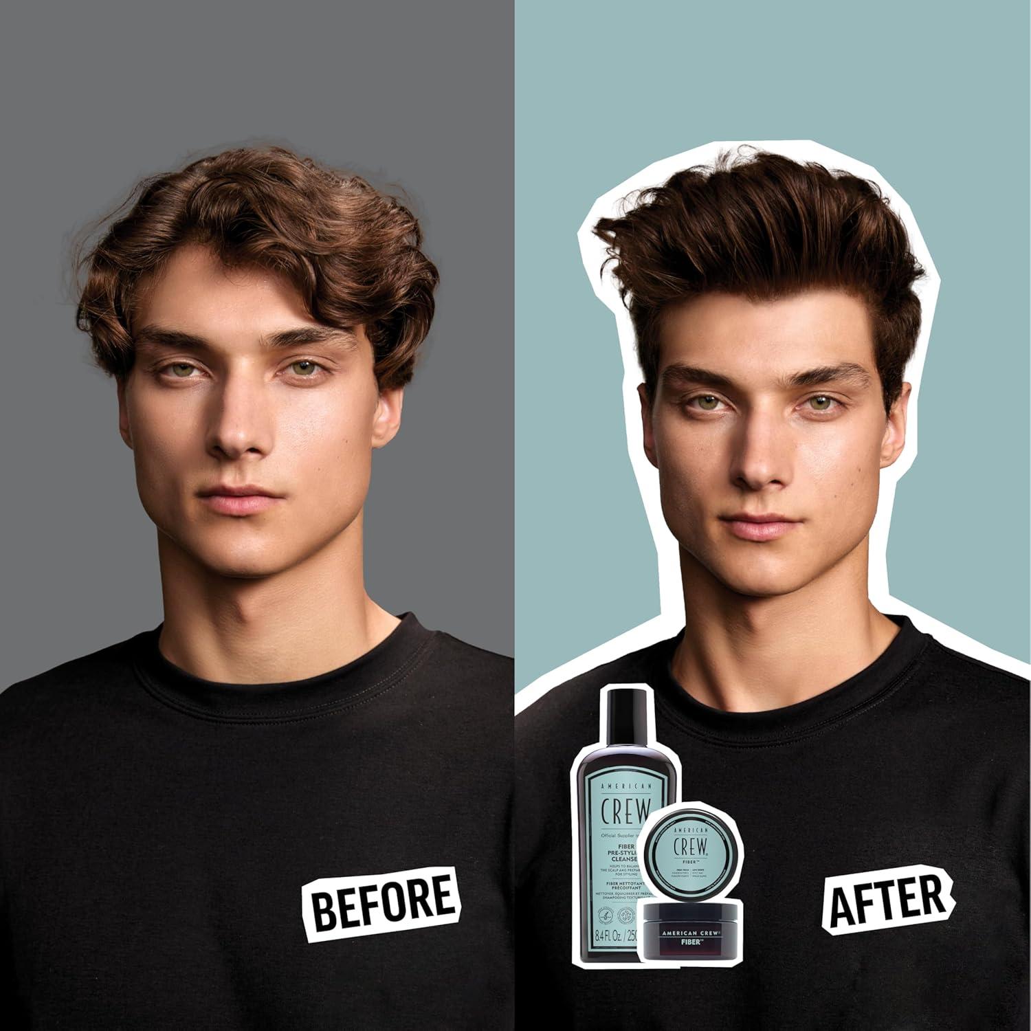 AMERICAN CREW Men’s Pre-Styler Fiber Shampoo for Damaged & Fine Hair, Strengthening Shampoo, Adds Thickness & Shine, Vegan, 8.4 fl oz