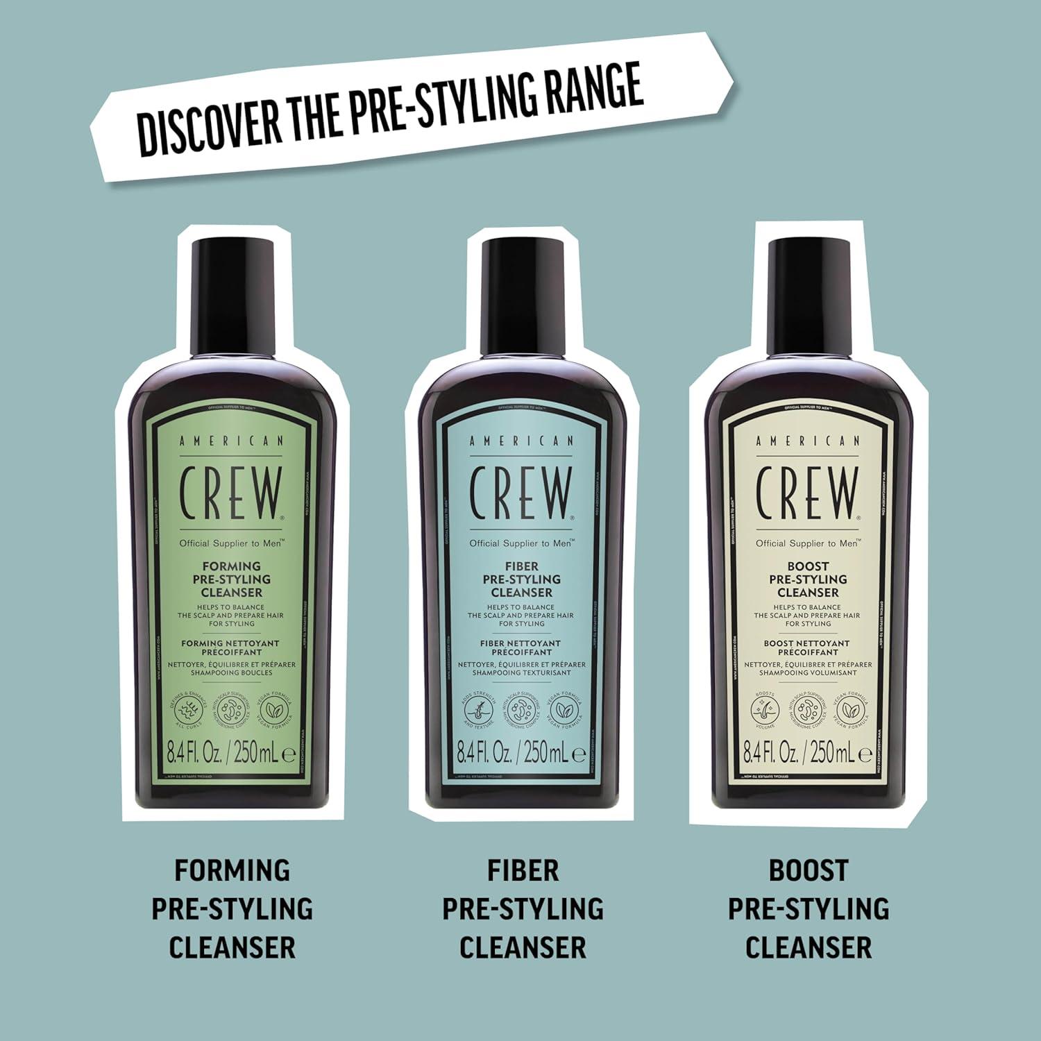 AMERICAN CREW Men’s Pre-Styler Fiber Shampoo for Damaged & Fine Hair, Strengthening Shampoo, Adds Thickness & Shine, Vegan, 8.4 fl oz