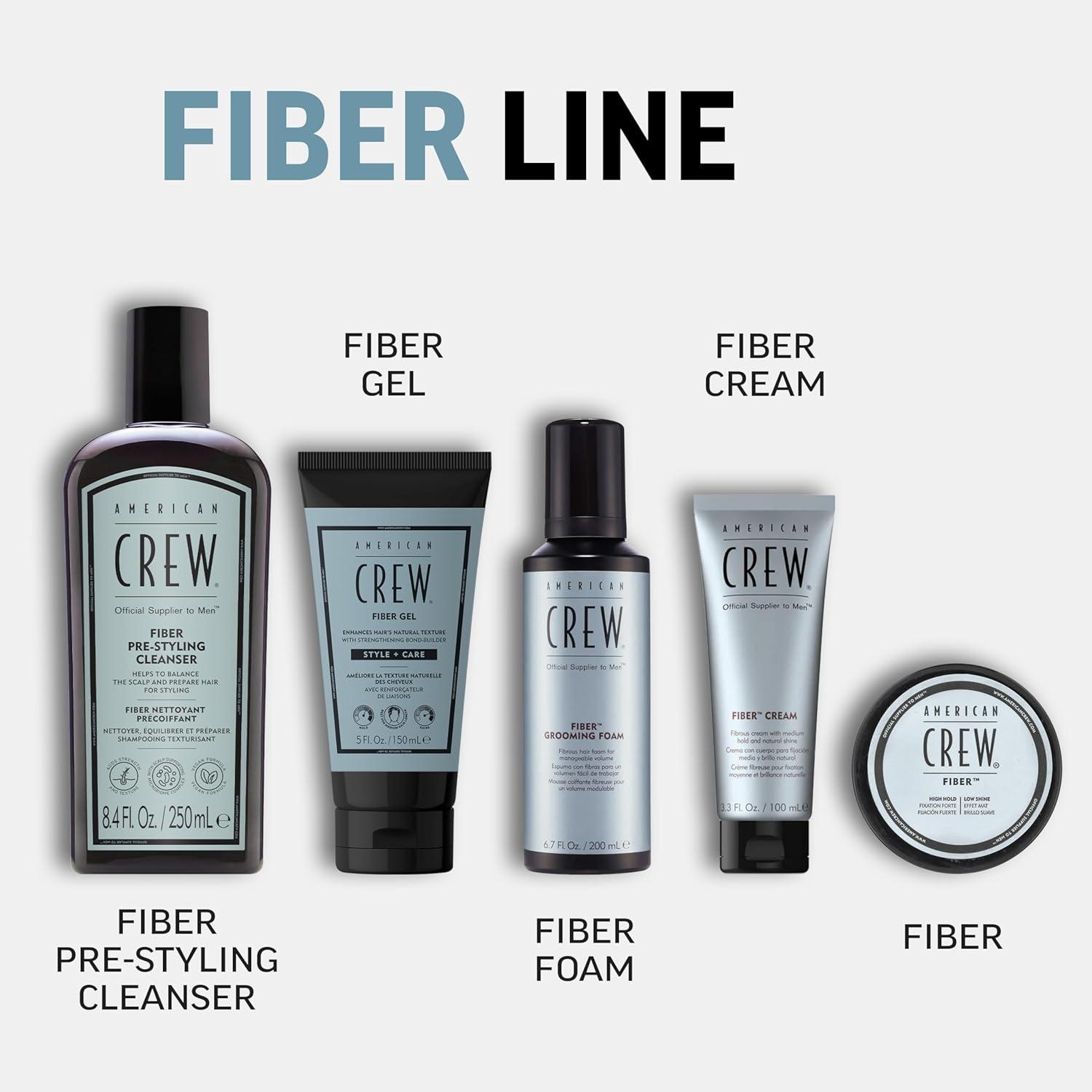 AMERICAN CREW Fiber Gel, Hybrid Styling Hair Gel For Men, Medium Hold With Natural Finish, 5 fl oz
