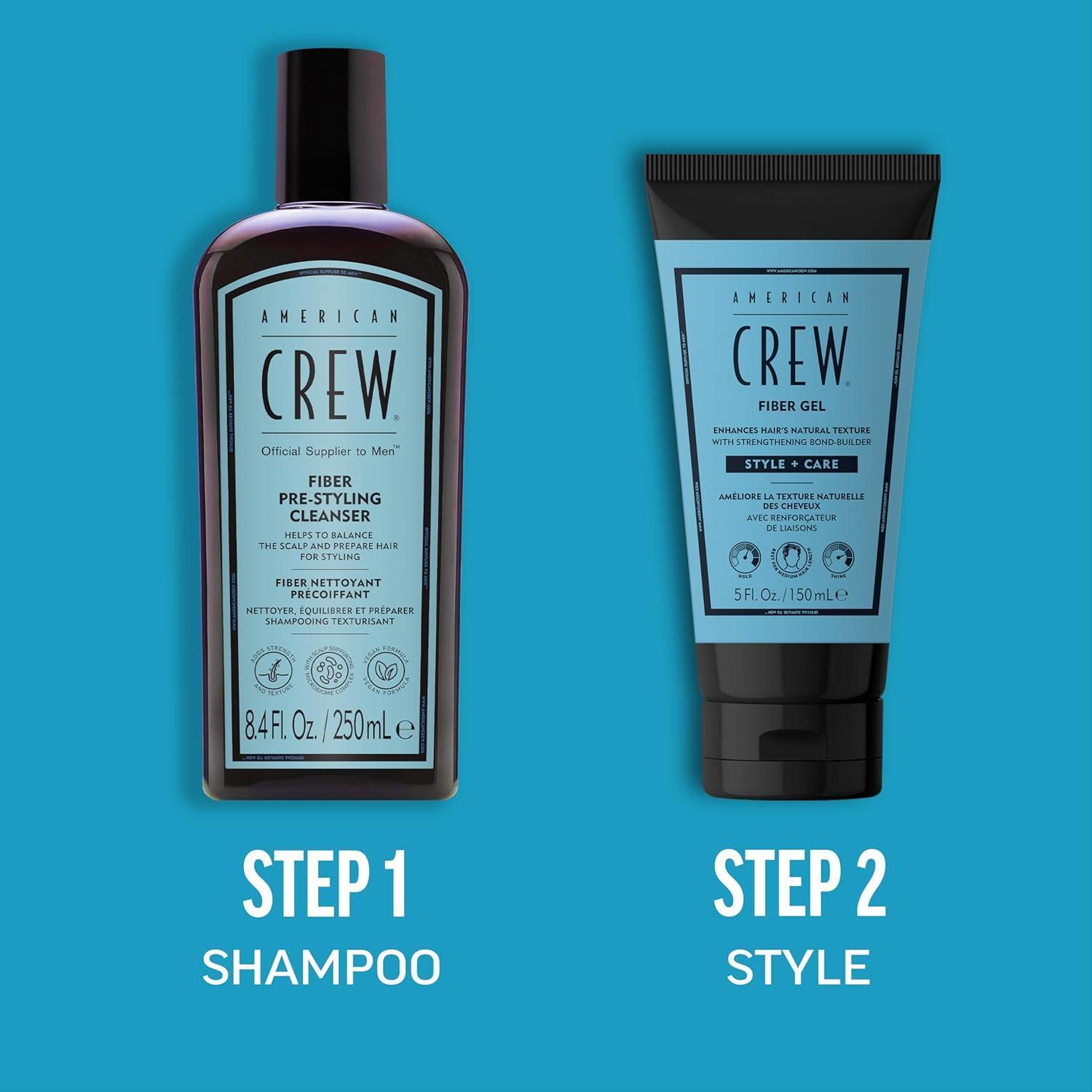 AMERICAN CREW Fiber Gel, Hybrid Styling Hair Gel For Men, Medium Hold With Natural Finish, 5 fl oz
