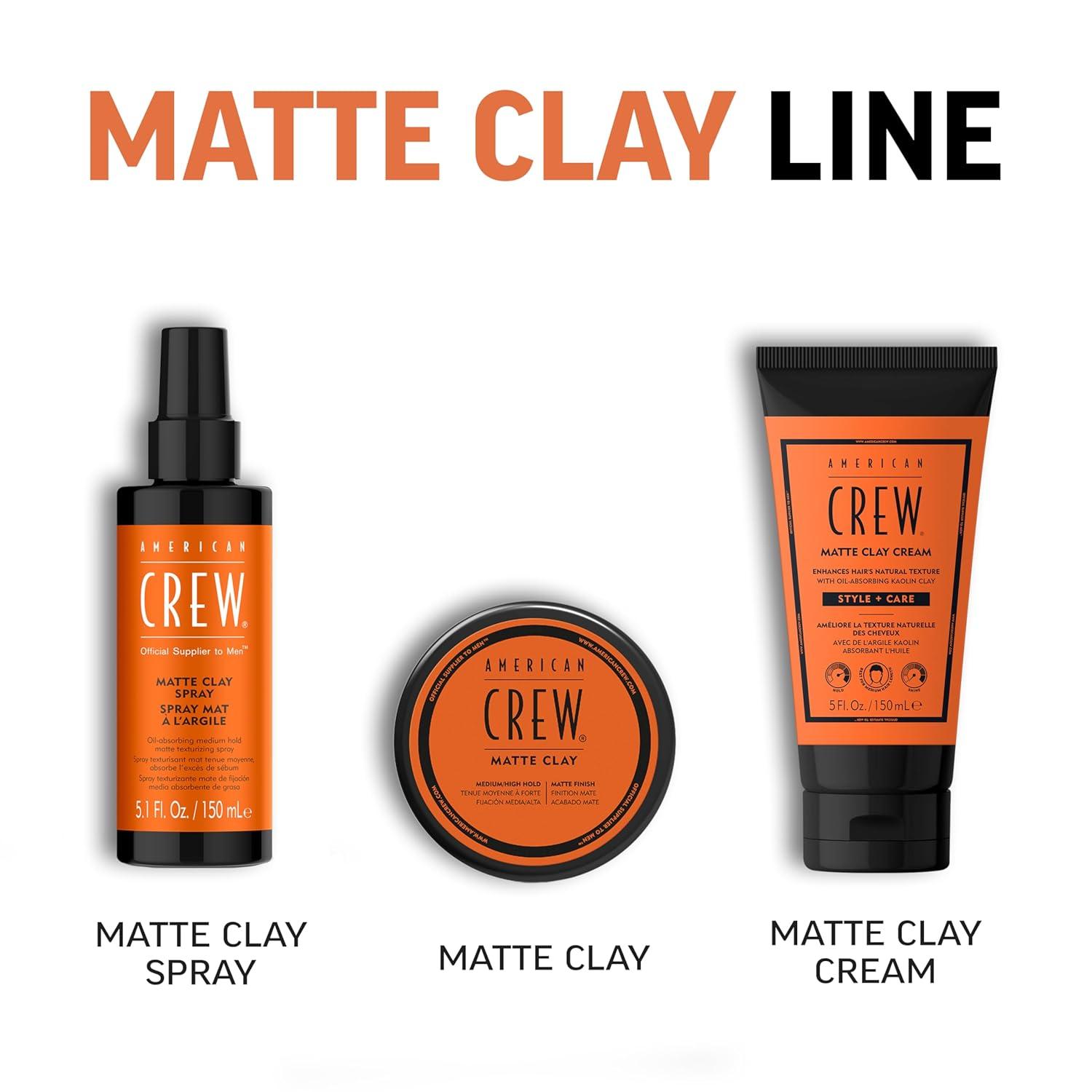 AMERICAN CREW Matte Clay Cream, Hybrid Hair Styling Clay Gel For Men, Medium Hold With Matte Finish, 5 fl oz