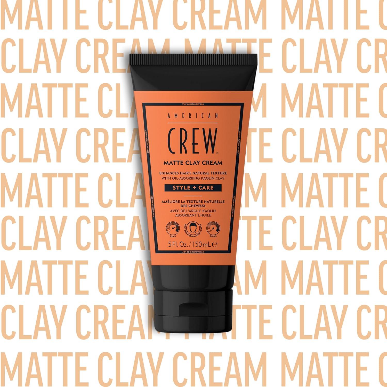 AMERICAN CREW Matte Clay Cream, Hybrid Hair Styling Clay Gel For Men, Medium Hold With Matte Finish, 5 fl oz