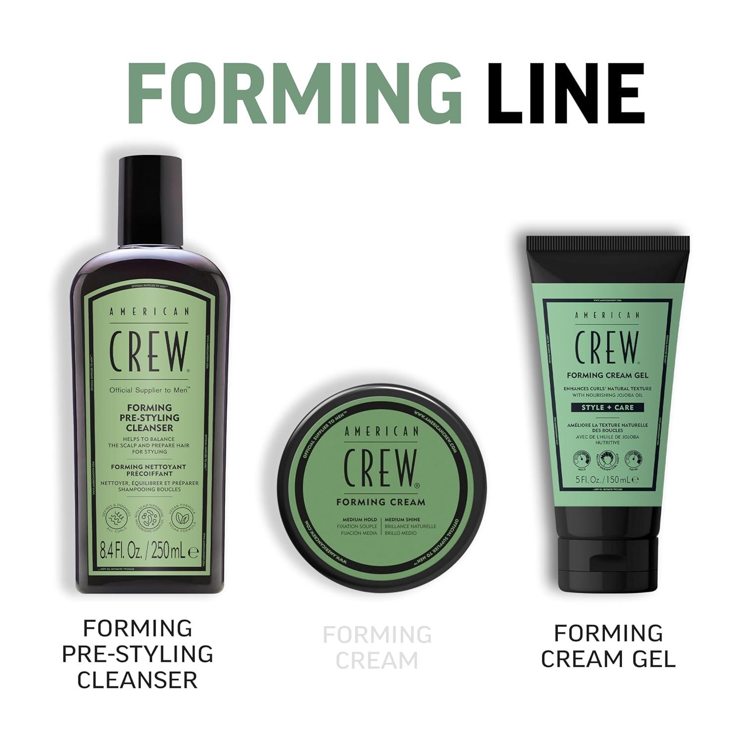 AMERICAN CREW Forming Cream Gel, Hybrid Curl Defining Hair Cream For Men, Medium Hold With Anti-frizz Protection, 5 fl oz