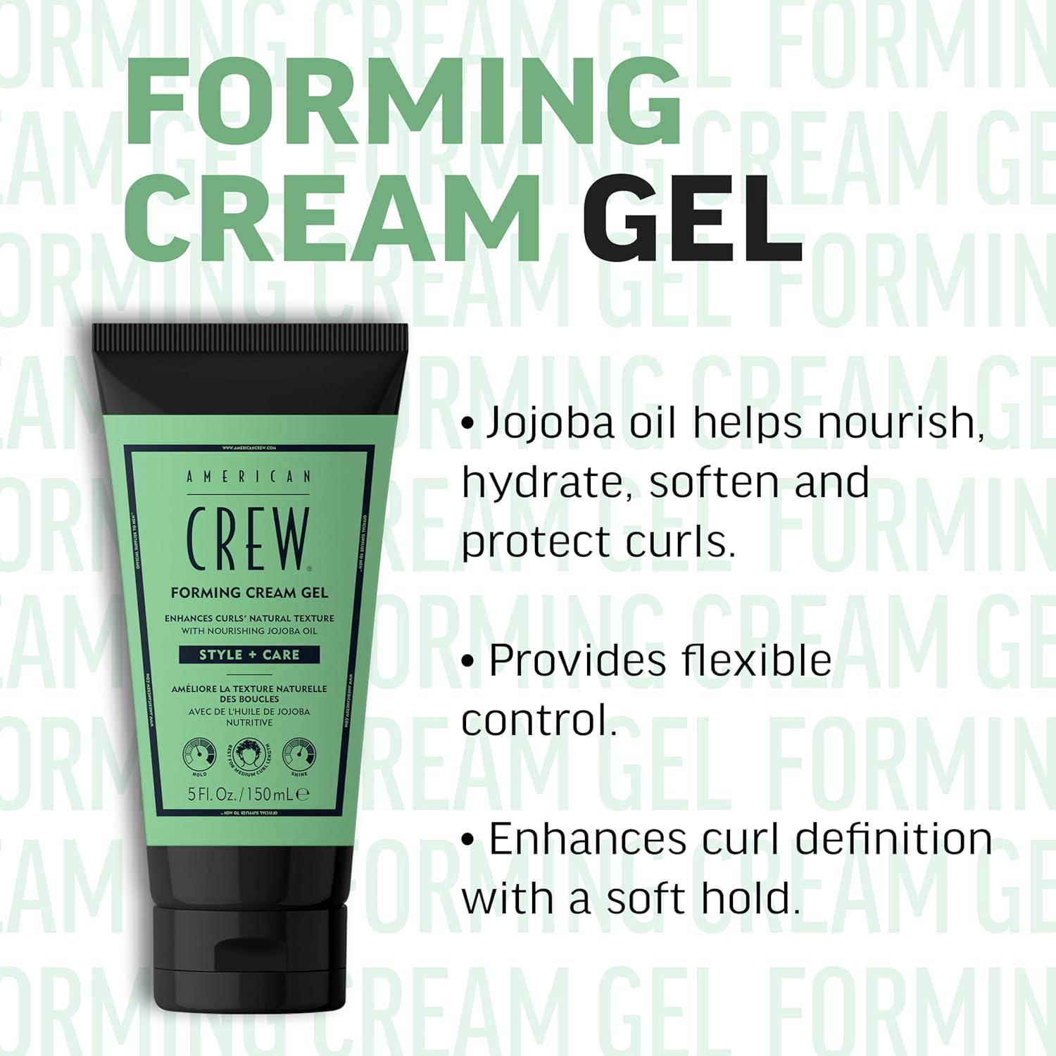 AMERICAN CREW Forming Cream Gel, Hybrid Curl Defining Hair Cream For Men, Medium Hold With Anti-frizz Protection, 5 fl oz