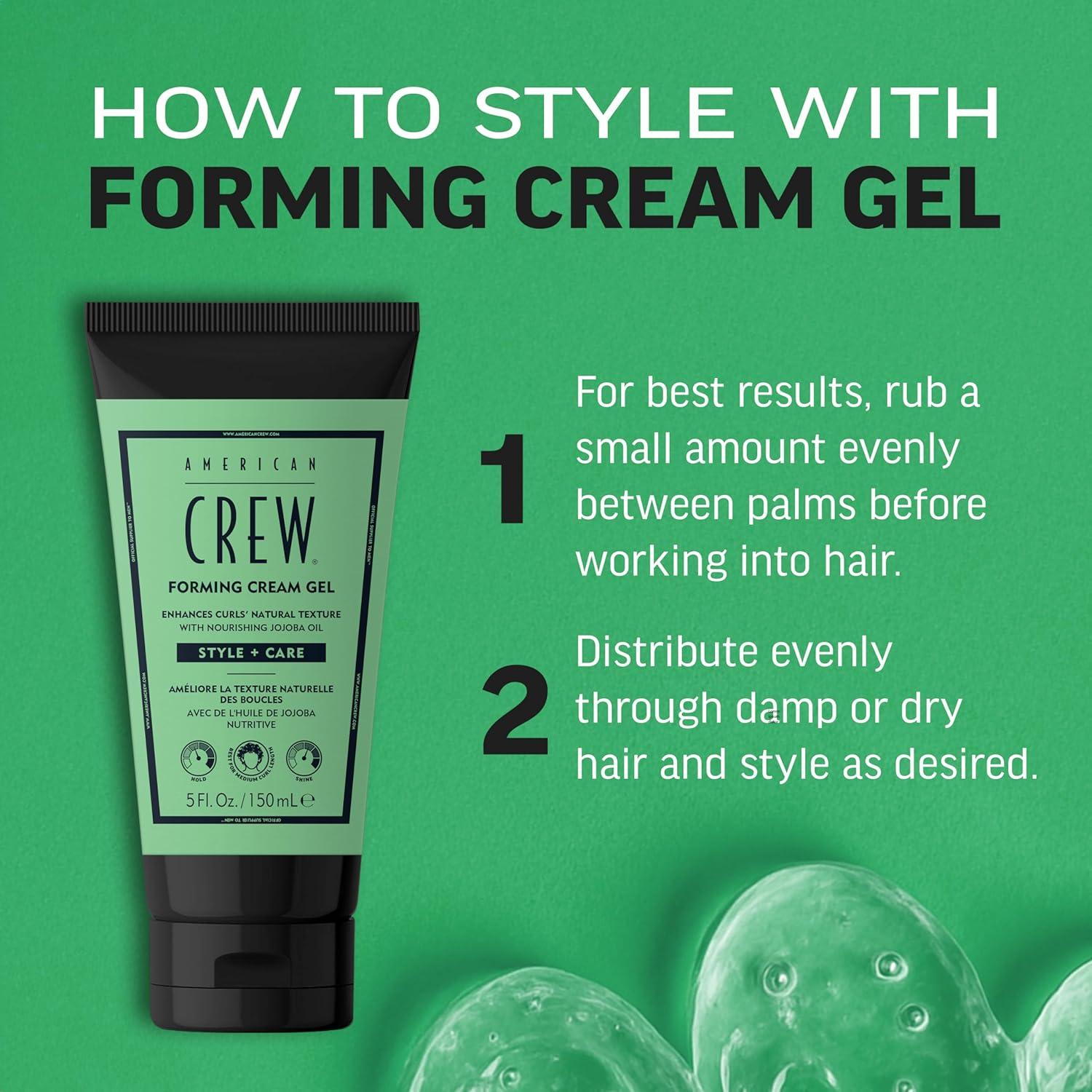 AMERICAN CREW Forming Cream Gel, Hybrid Curl Defining Hair Cream For Men, Medium Hold With Anti-frizz Protection, 5 fl oz