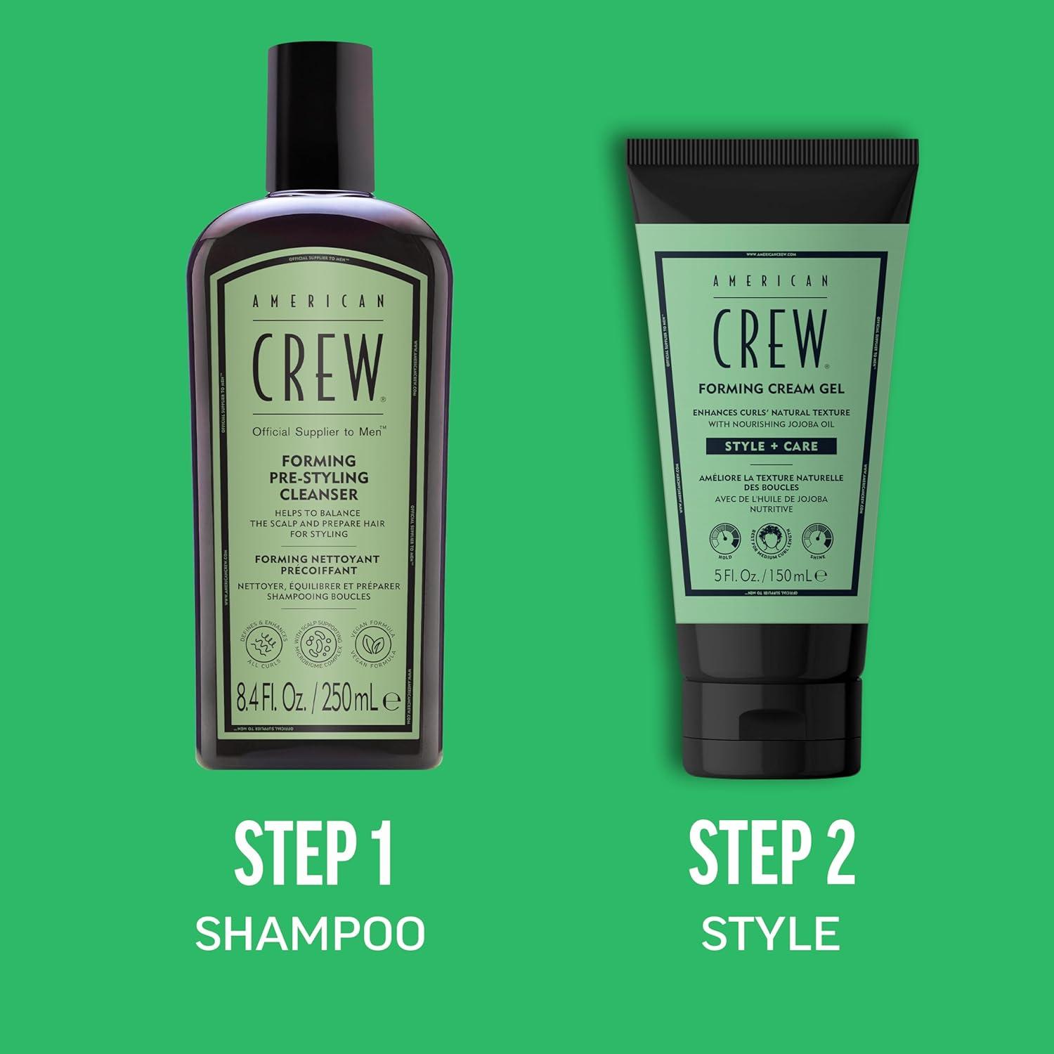AMERICAN CREW Forming Cream Gel, Hybrid Curl Defining Hair Cream For Men, Medium Hold With Anti-frizz Protection, 5 fl oz