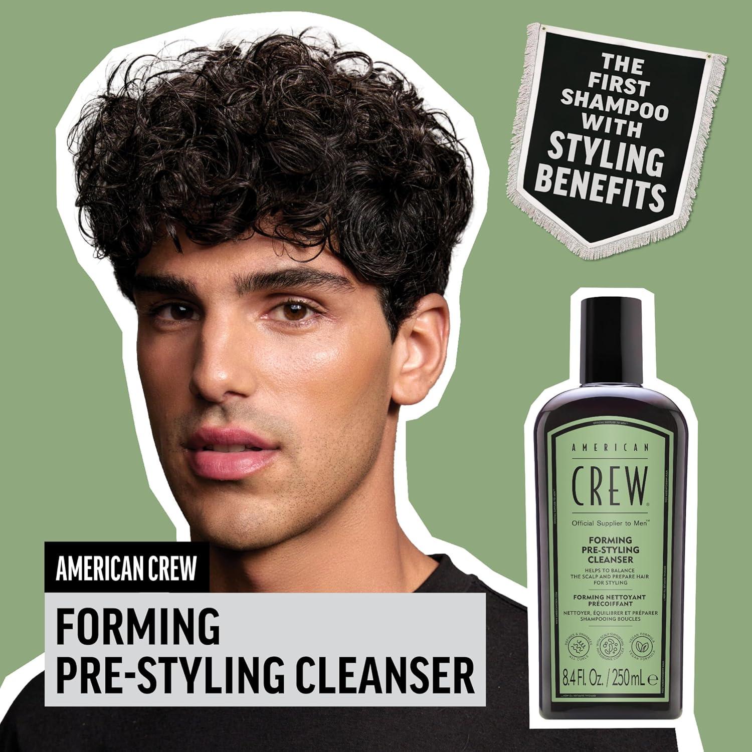 AMERICAN CREW Men’s Pre-Styler Forming Shampoo for Textured & Curly Hair, Anti-Frizz & Curl Defining, With Jojoba Oil, Vegan, 8.5 fl oz