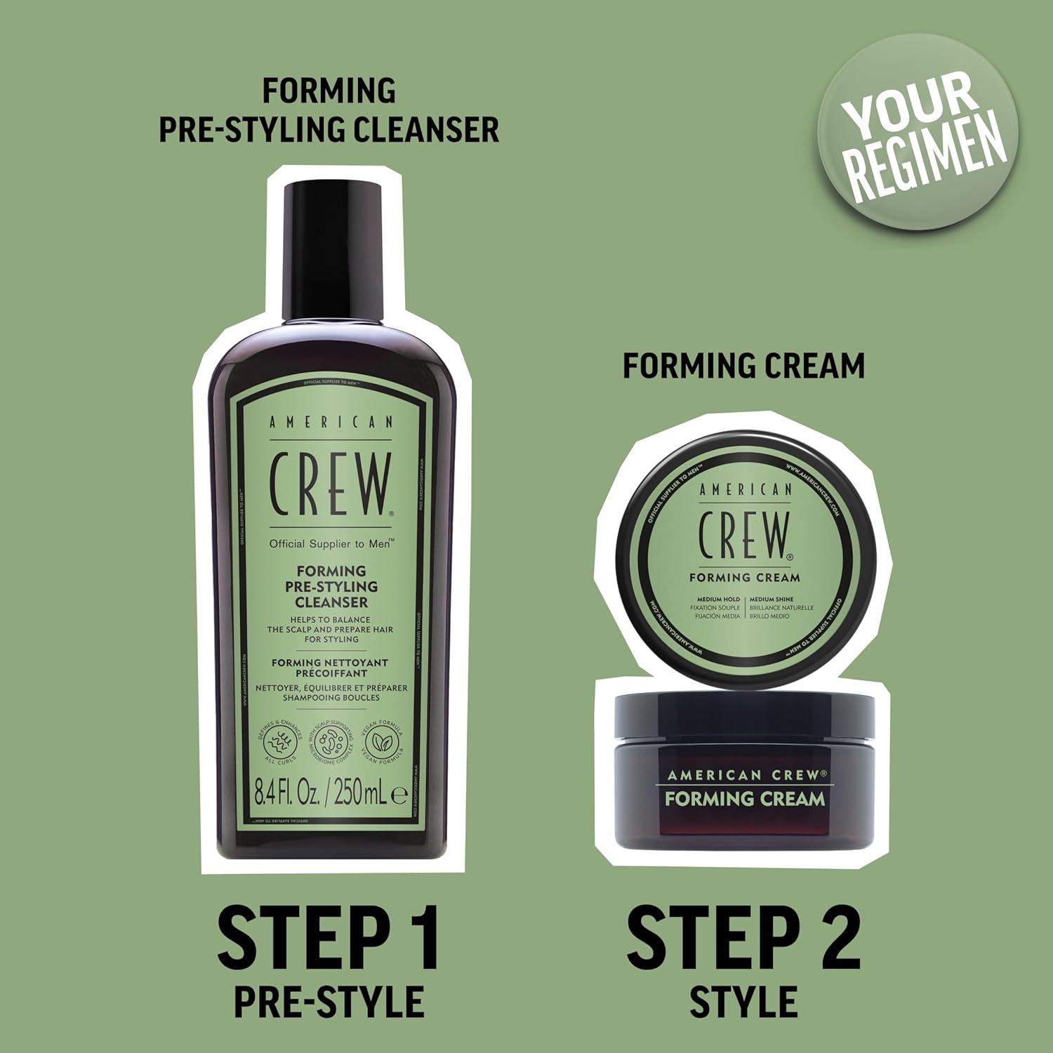 AMERICAN CREW Men’s Pre-Styler Forming Shampoo for Textured & Curly Hair, Anti-Frizz & Curl Defining, With Jojoba Oil, Vegan, 8.5 fl oz