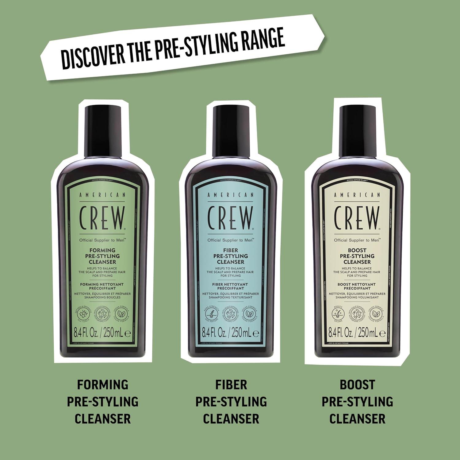 AMERICAN CREW Men’s Pre-Styler Forming Shampoo for Textured & Curly Hair, Anti-Frizz & Curl Defining, With Jojoba Oil, Vegan, 8.5 fl oz